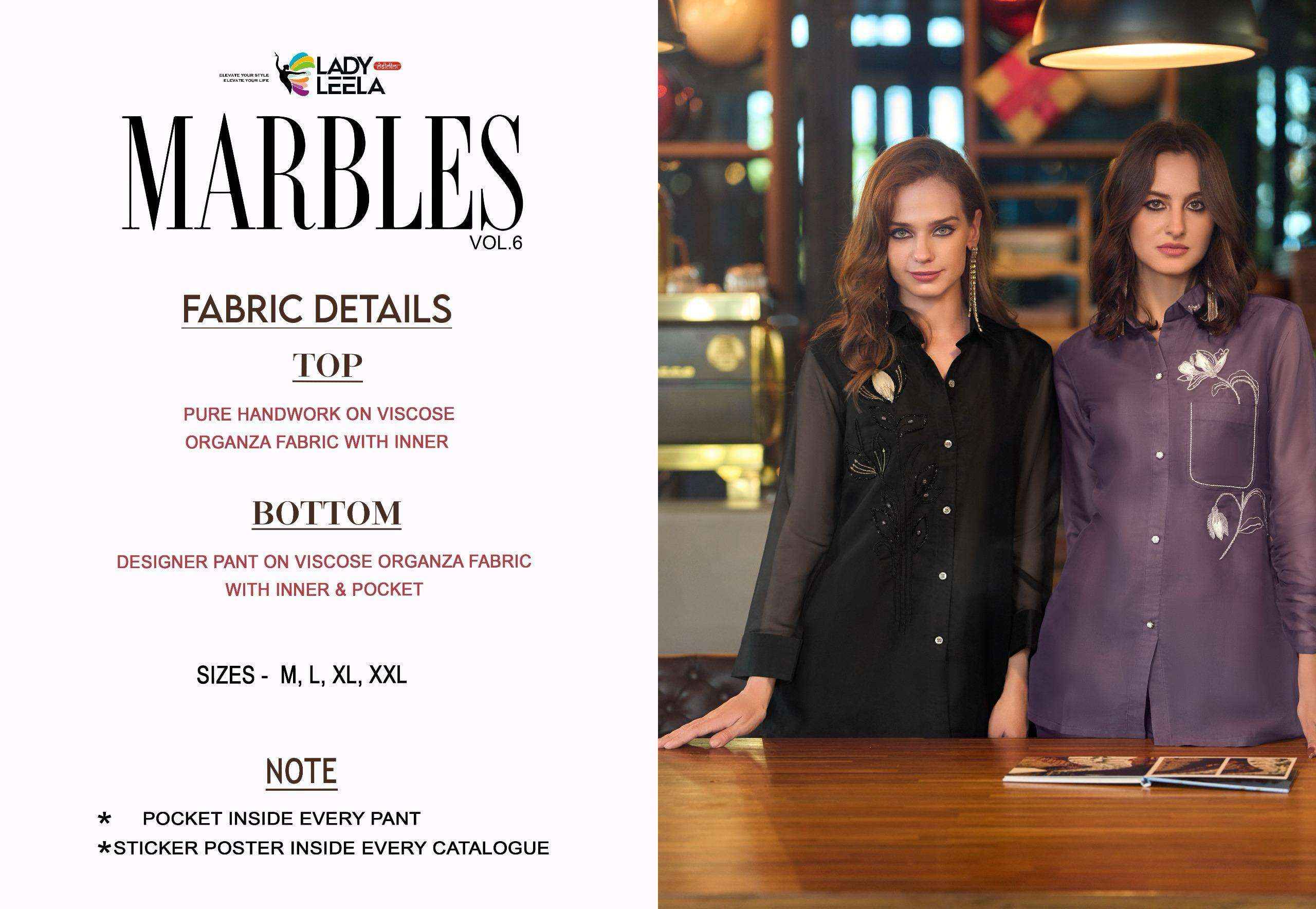 Lady Leela Marbles Vol 6 Wholesale Designer Work Co - Ord Set ( 6 Pcs Catalogue )
