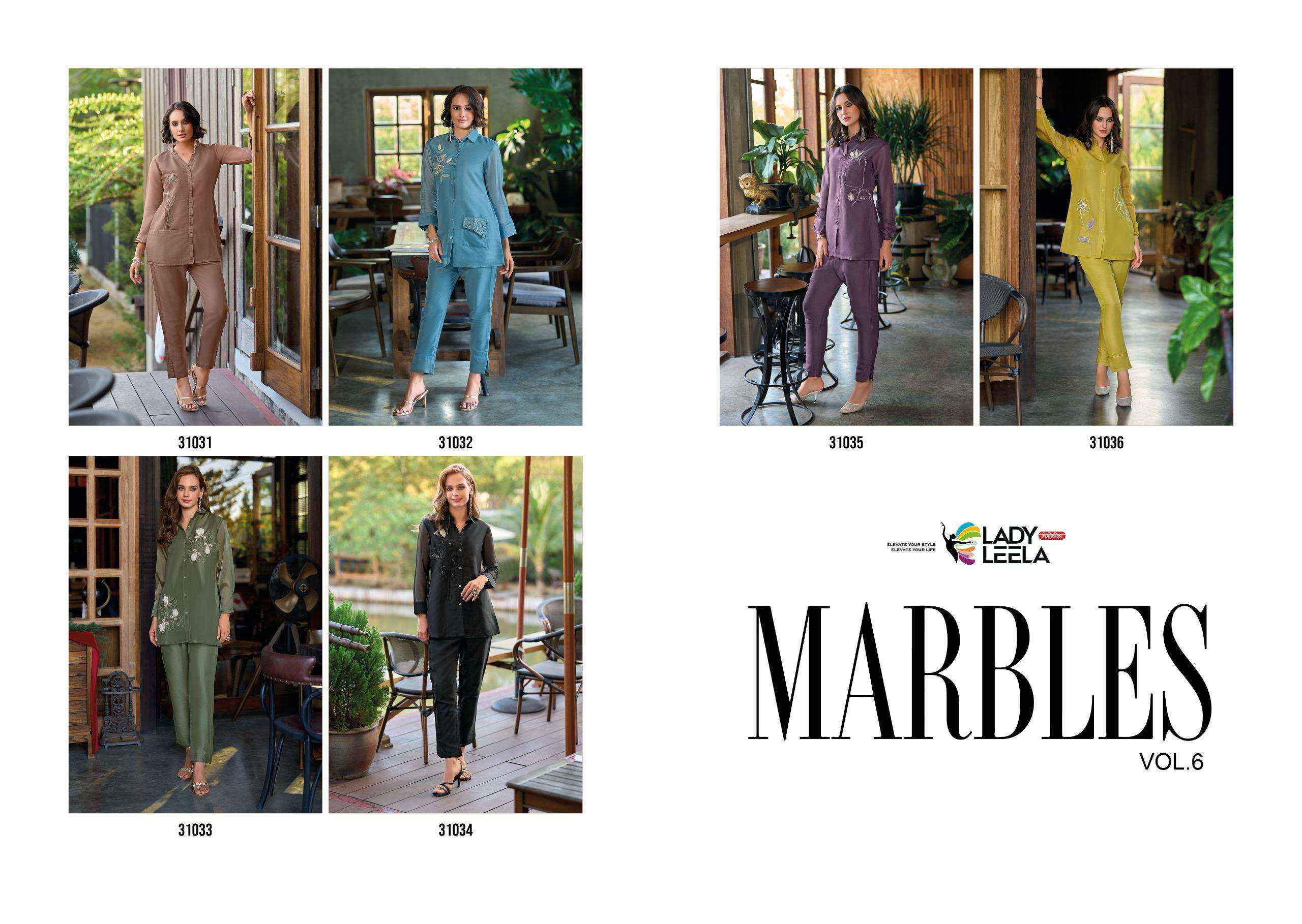 Lady Leela Marbles Vol 6 Wholesale Designer Work Co - Ord Set ( 6 Pcs Catalogue )