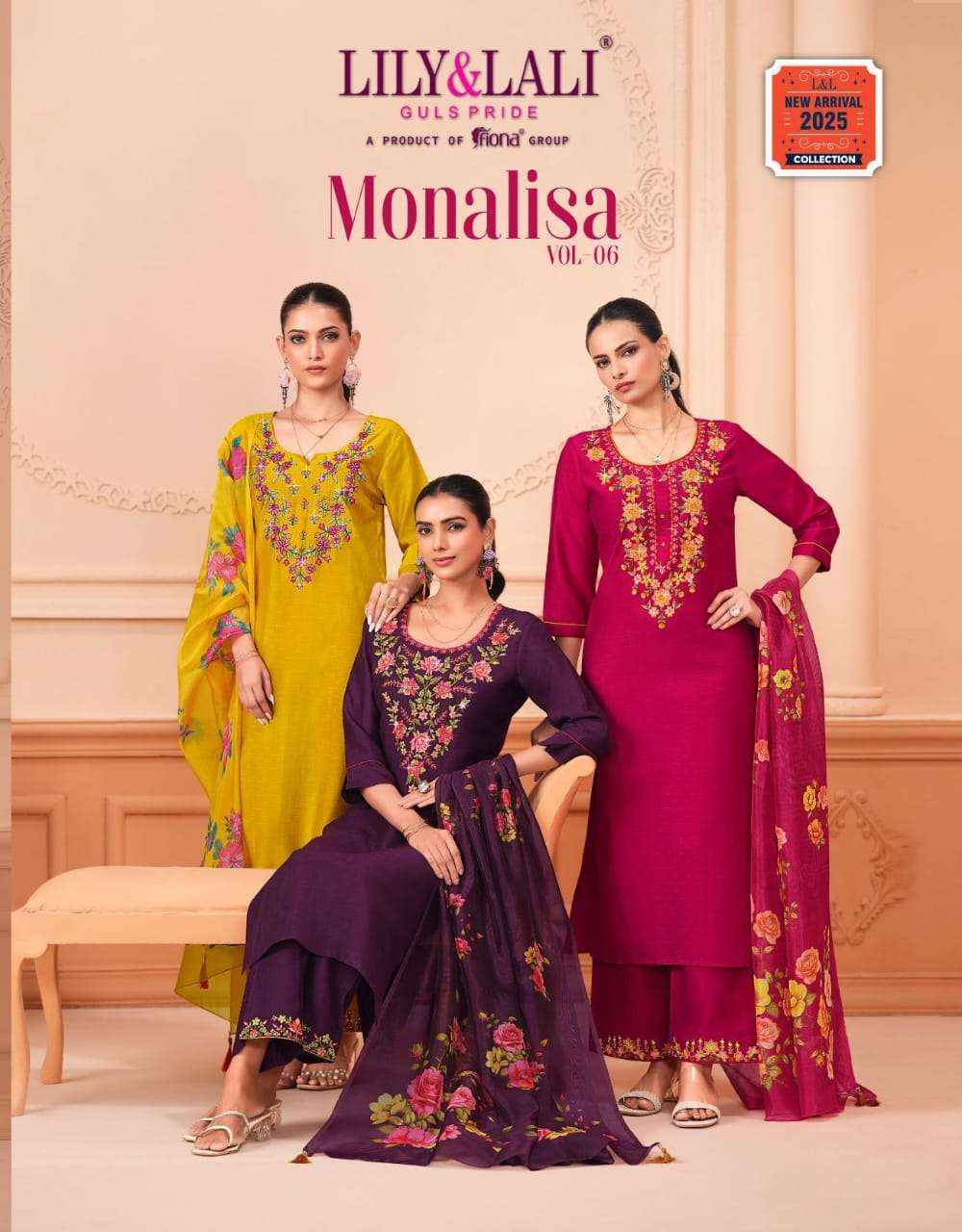 Lily And Lali Monalisa Vol 6 Premium Design Kurti Pant Dupatta ( 6 Pcs Catalogue )