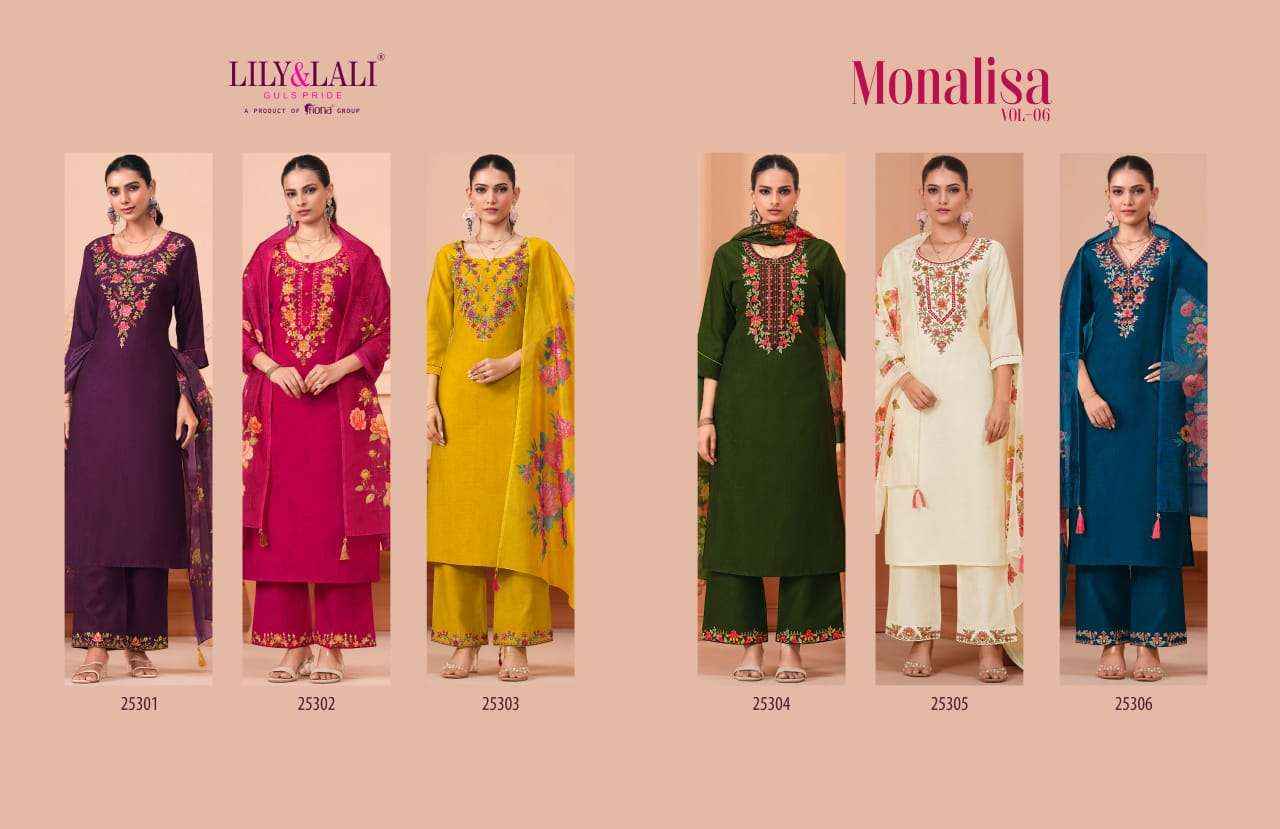 LILY AND LALI MONALISA VOL 6 WHOLESALE READYMADE SUITS ( 6 PCS CATALOGUE )
