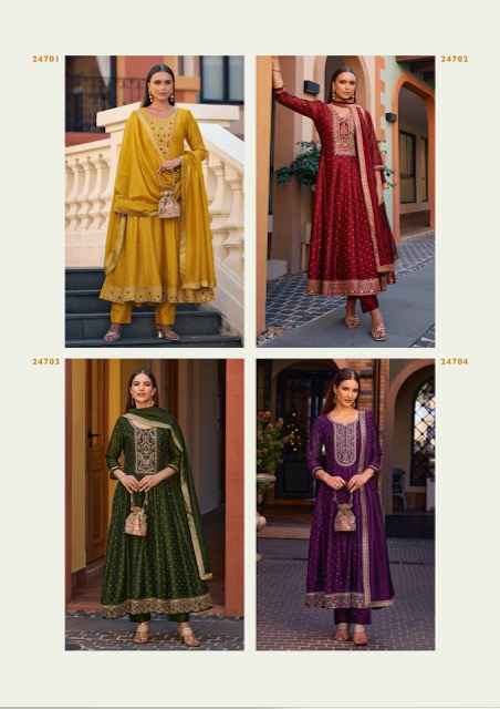 Lily & Lali Anarkali Vichitra Silk Kurti Combo  Wholesale Price ( 6 Pcs Catalog )