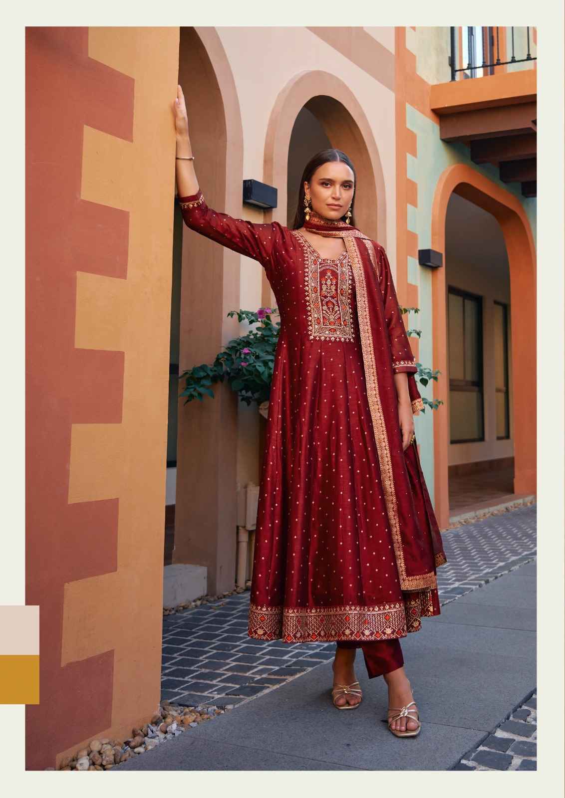 Lily & Lali Anarkali Vichitra Silk Kurti Combo  Wholesale Price ( 6 Pcs Catalog )