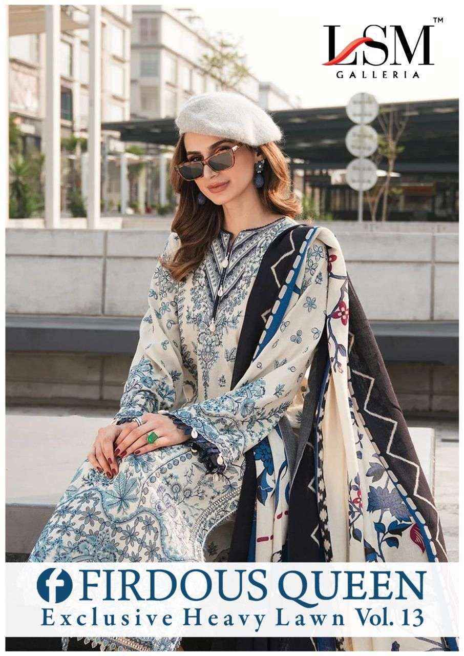 LSM Galleria Firdous Queen Lawn Vol 13 Readymade Lawn Cotton Dress Wholesale Price ( 6 Pcs Catalog )