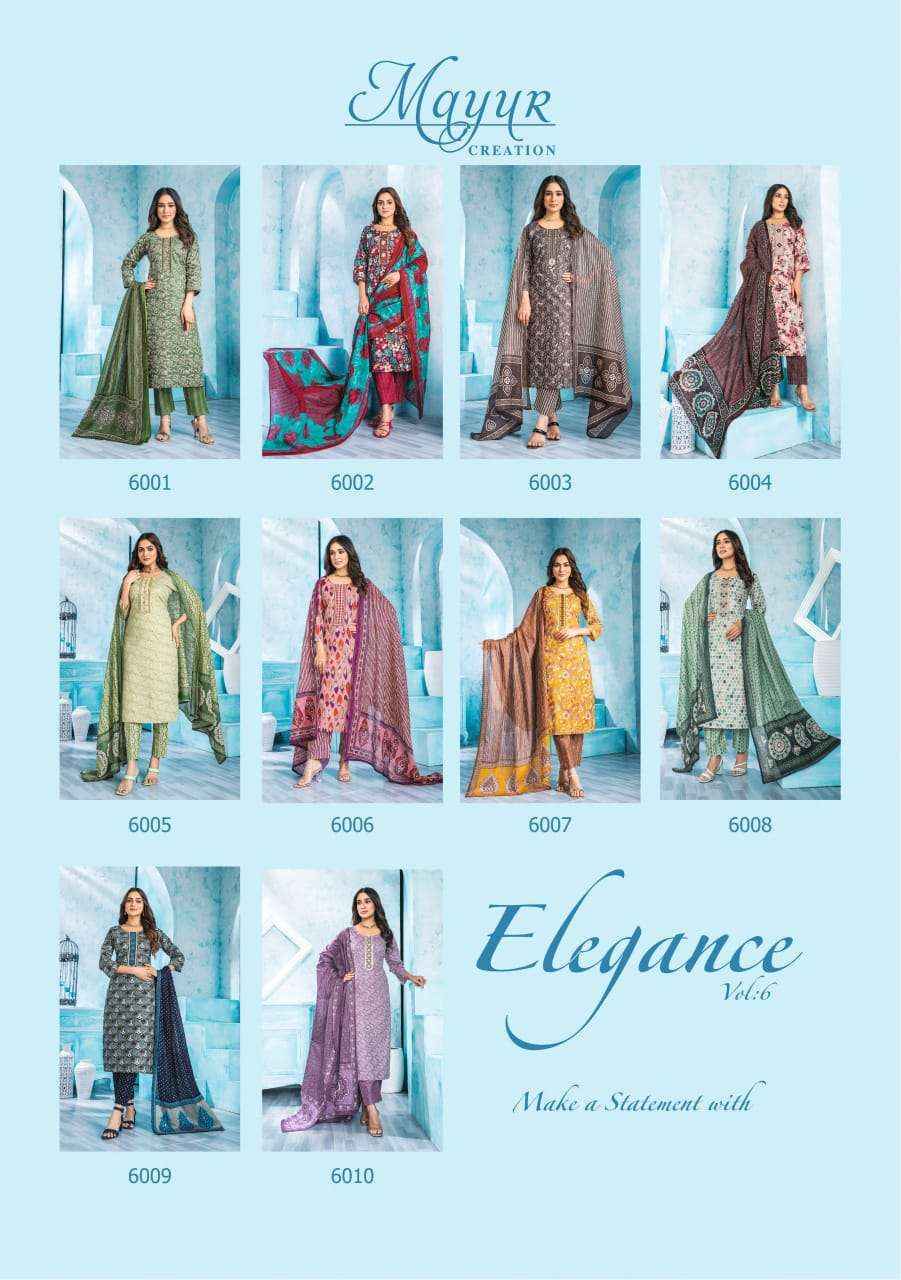 Mayur Creation Elegance Vol 6 Cotton Salwar Kameez Wholesale Price ( 10 Pcs Catalog )