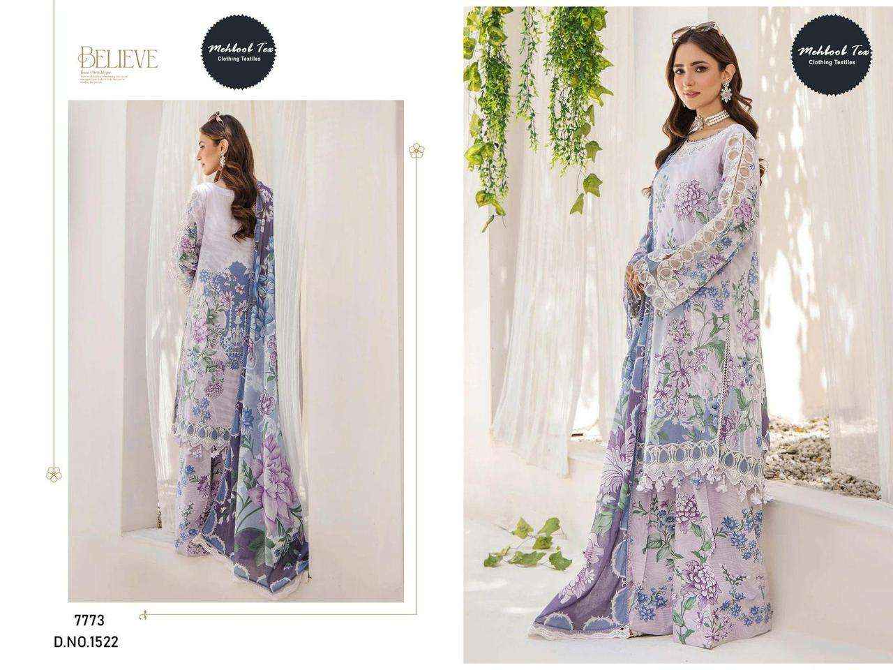 MEHBOOB TEX DESIGN NO - 1522-1524-1526 PURE COTTON PRINT EMBROIDERED SELF WORK PAKISTANI SALWAR KAMEEZ WHOLESALE PRICE ( 3 PCS CATALOG )