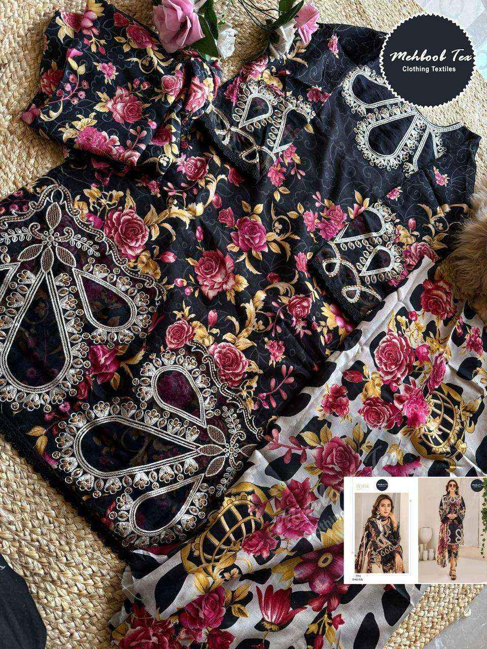 MEHBOOB TEX DESIGN NO - 1522-1524-1526 PURE COTTON PRINT EMBROIDERED SELF WORK PAKISTANI SALWAR KAMEEZ WHOLESALE PRICE ( 3 PCS CATALOG )