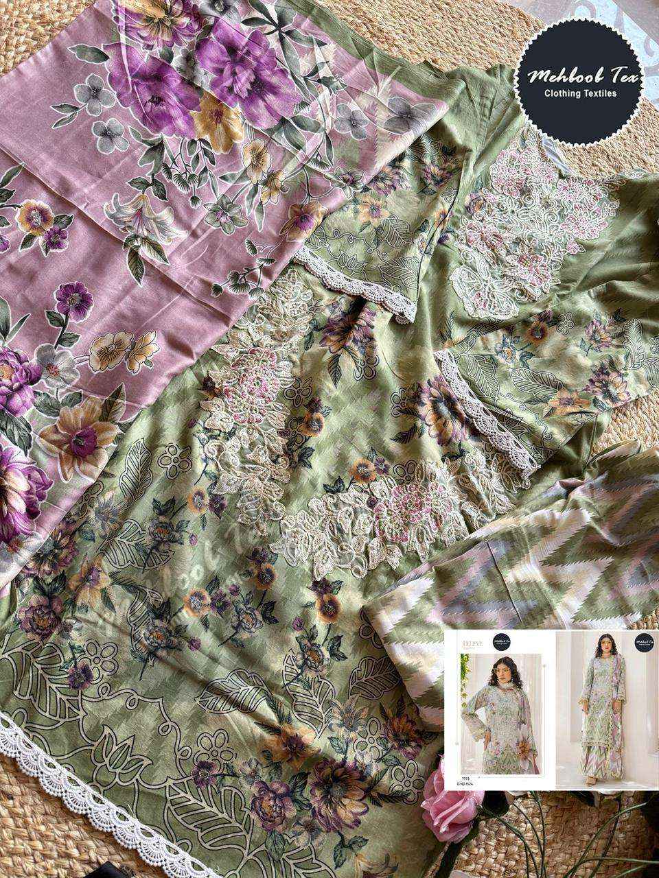 MEHBOOB TEX DESIGN NO - 1522-1524-1526 PURE COTTON PRINT EMBROIDERED SELF WORK PAKISTANI SALWAR KAMEEZ WHOLESALE PRICE ( 3 PCS CATALOG )
