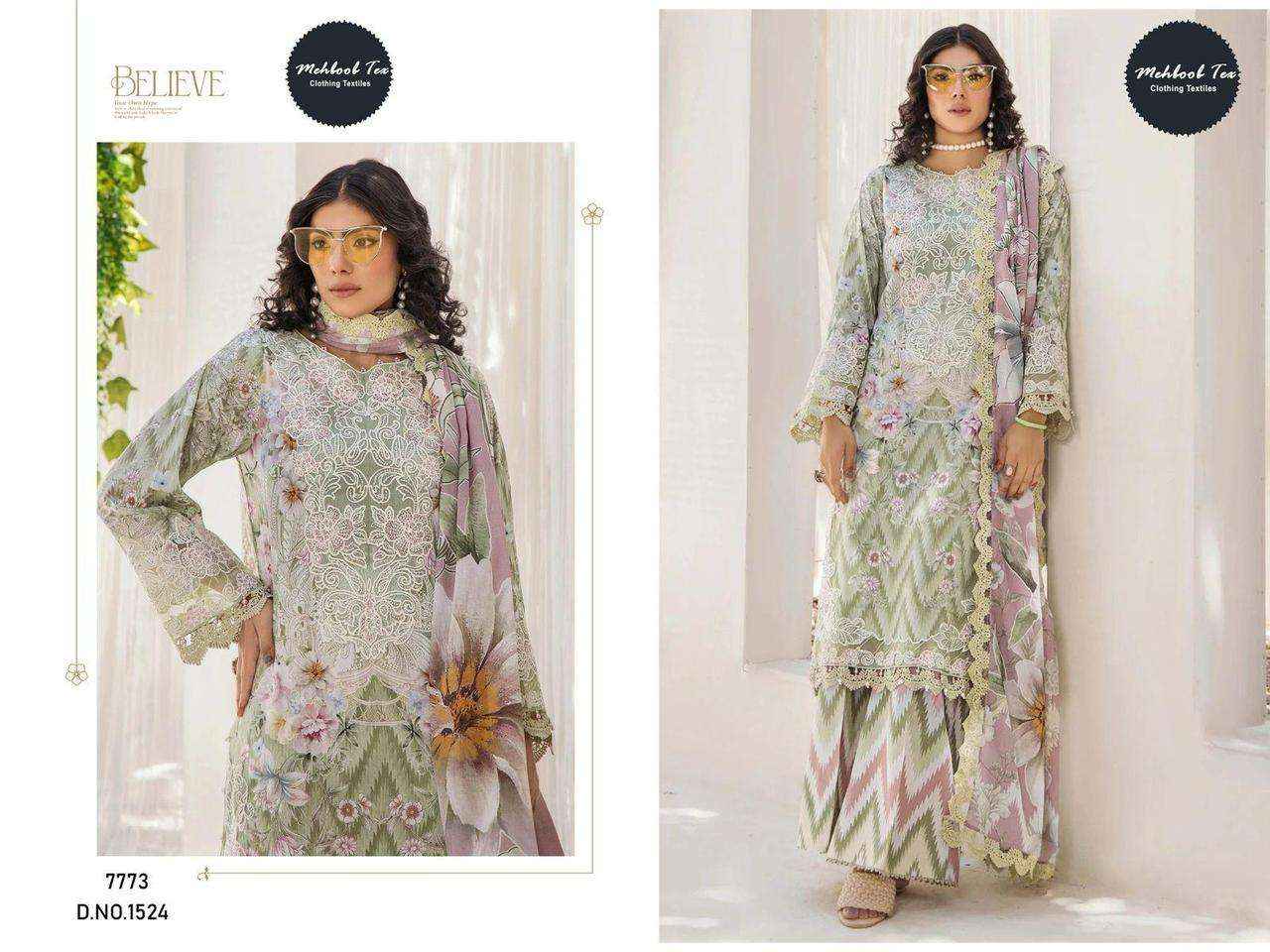 MEHBOOB TEX DESIGN NO - 1522-1524-1526 PURE COTTON PRINT EMBROIDERED SELF WORK PAKISTANI SALWAR KAMEEZ WHOLESALE PRICE ( 3 PCS CATALOG )