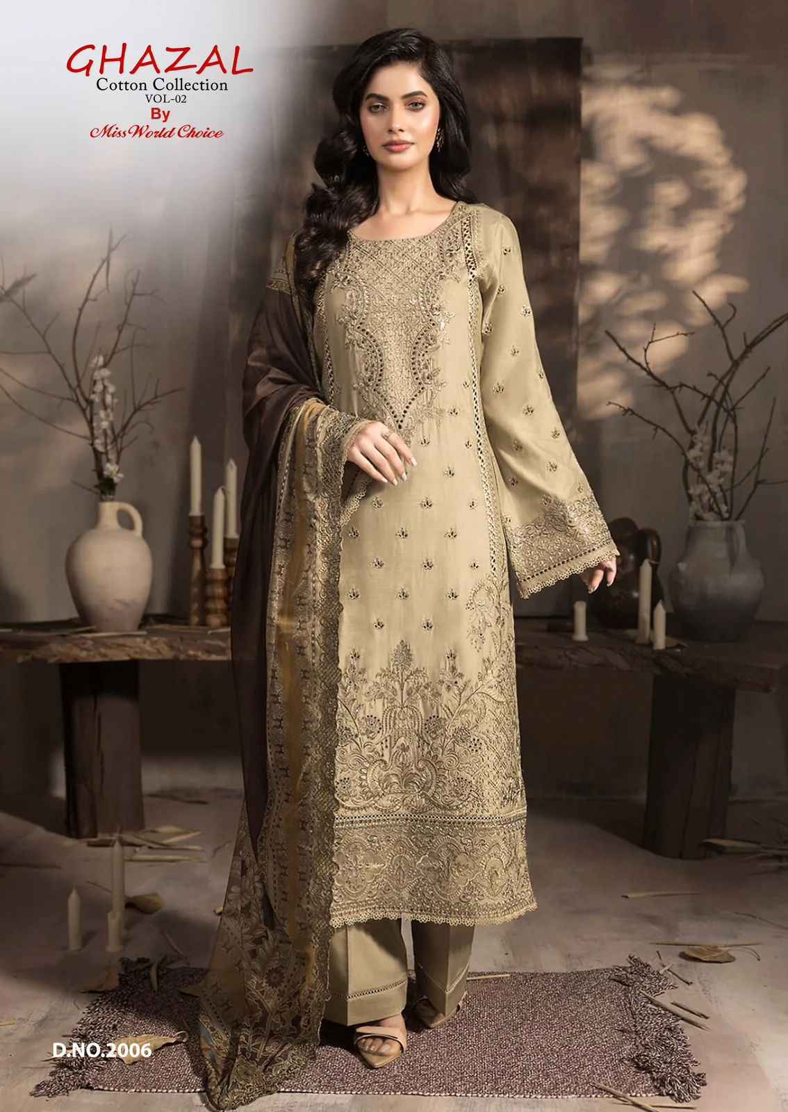 Miss World Choice Ghazal Vol 2 Cotton Pakistani Suits ( 6 Pcs Catalogue )