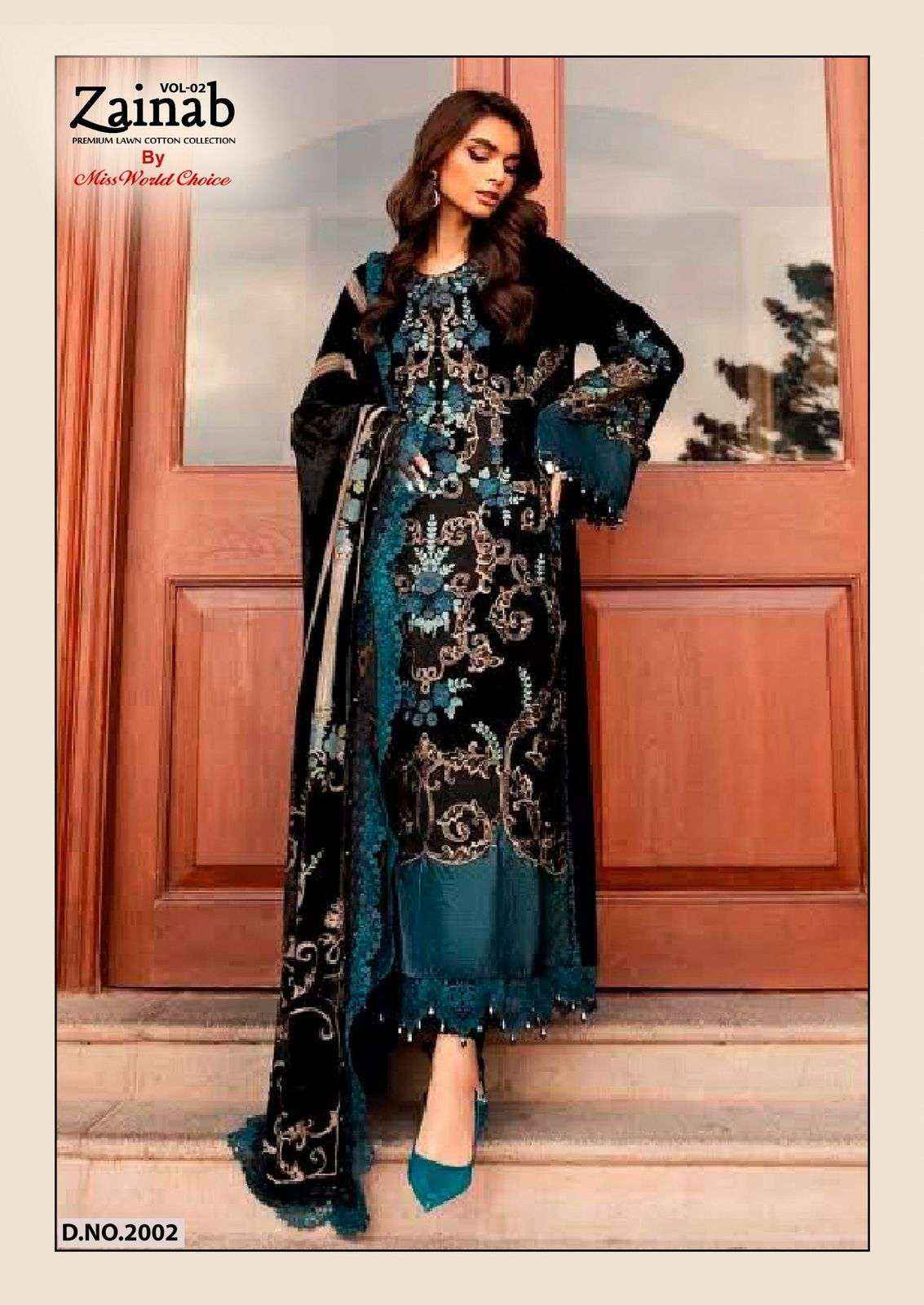 MISS WORLD CHOICE ZAINAB VOL 2 LAWN COTTON PAKISTANI SUITS ( 6 PCS CATALOGUE )