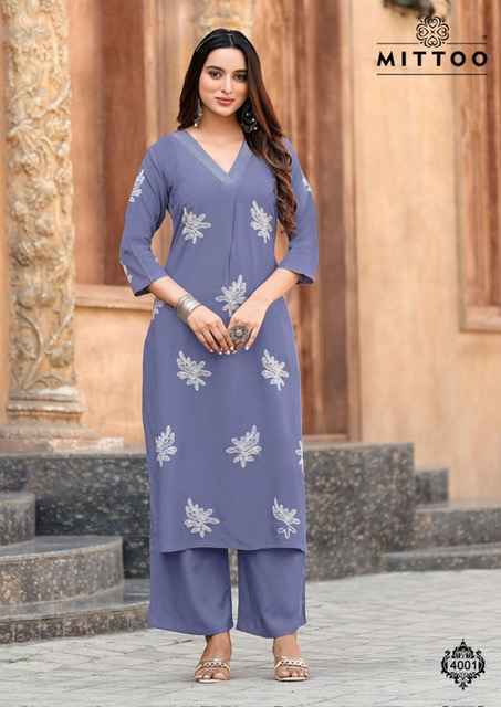 Mittoo Fashion Albela Wholesale Rayon Kurti With Bottom ( 6 pcs Catalogue )