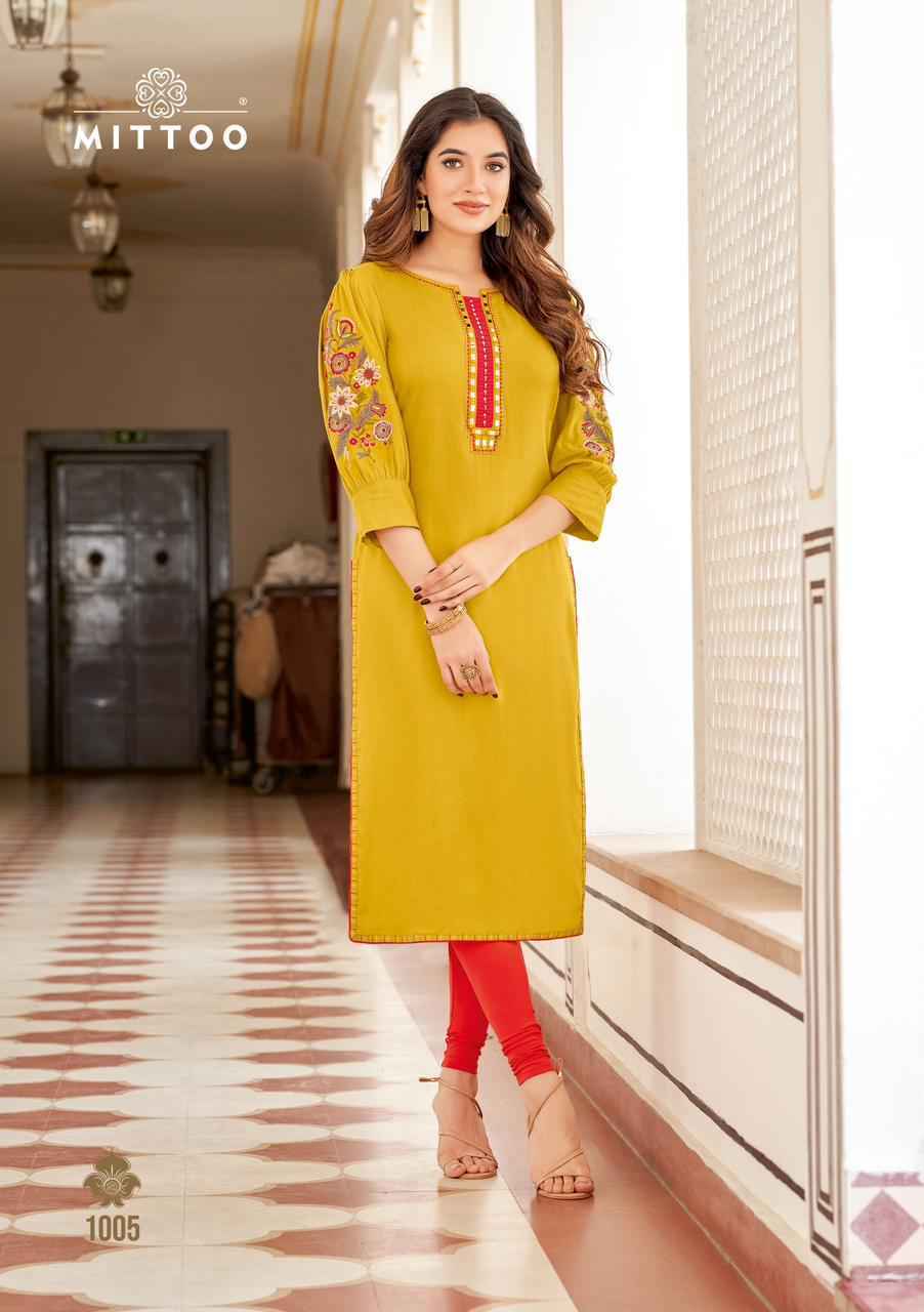 Mittoo Fashion Kaamiya Rayon Kurti ( 6 pcs Catalogue )