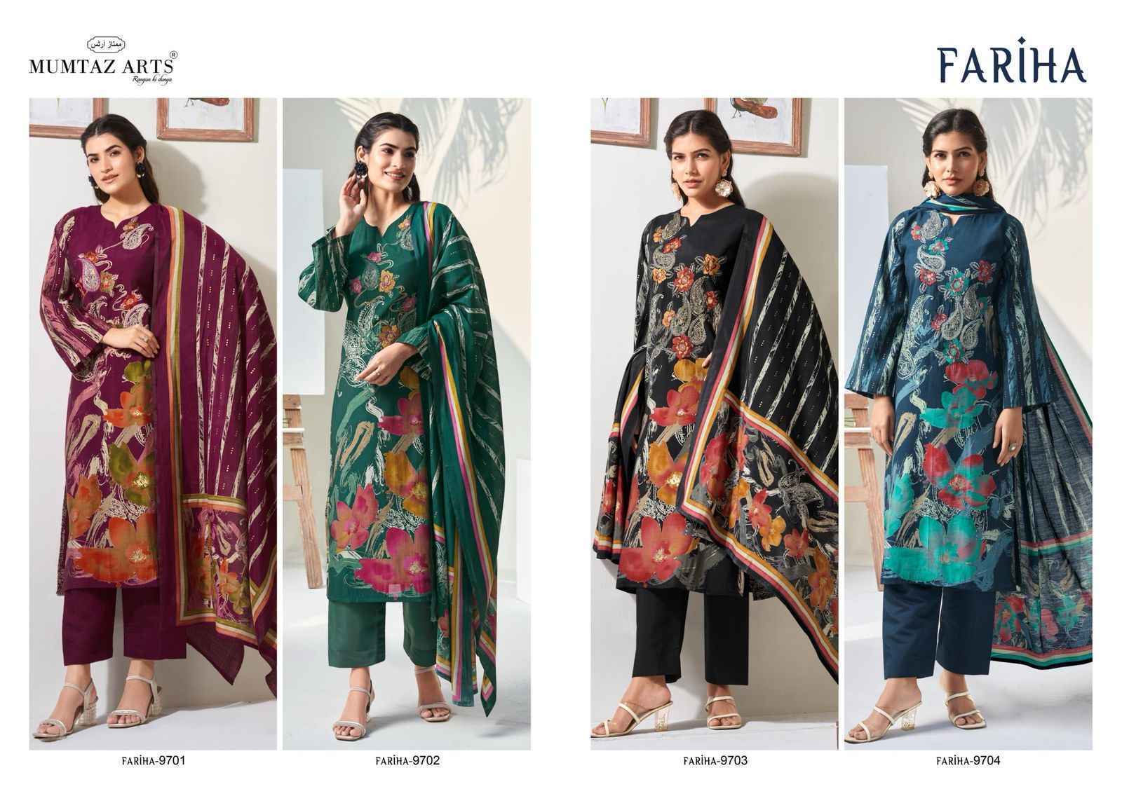 Mumtaz Arts Fariha Viscouse Musline Salwar Kameez Wholesale Price ( 4 Pcs Catalog )