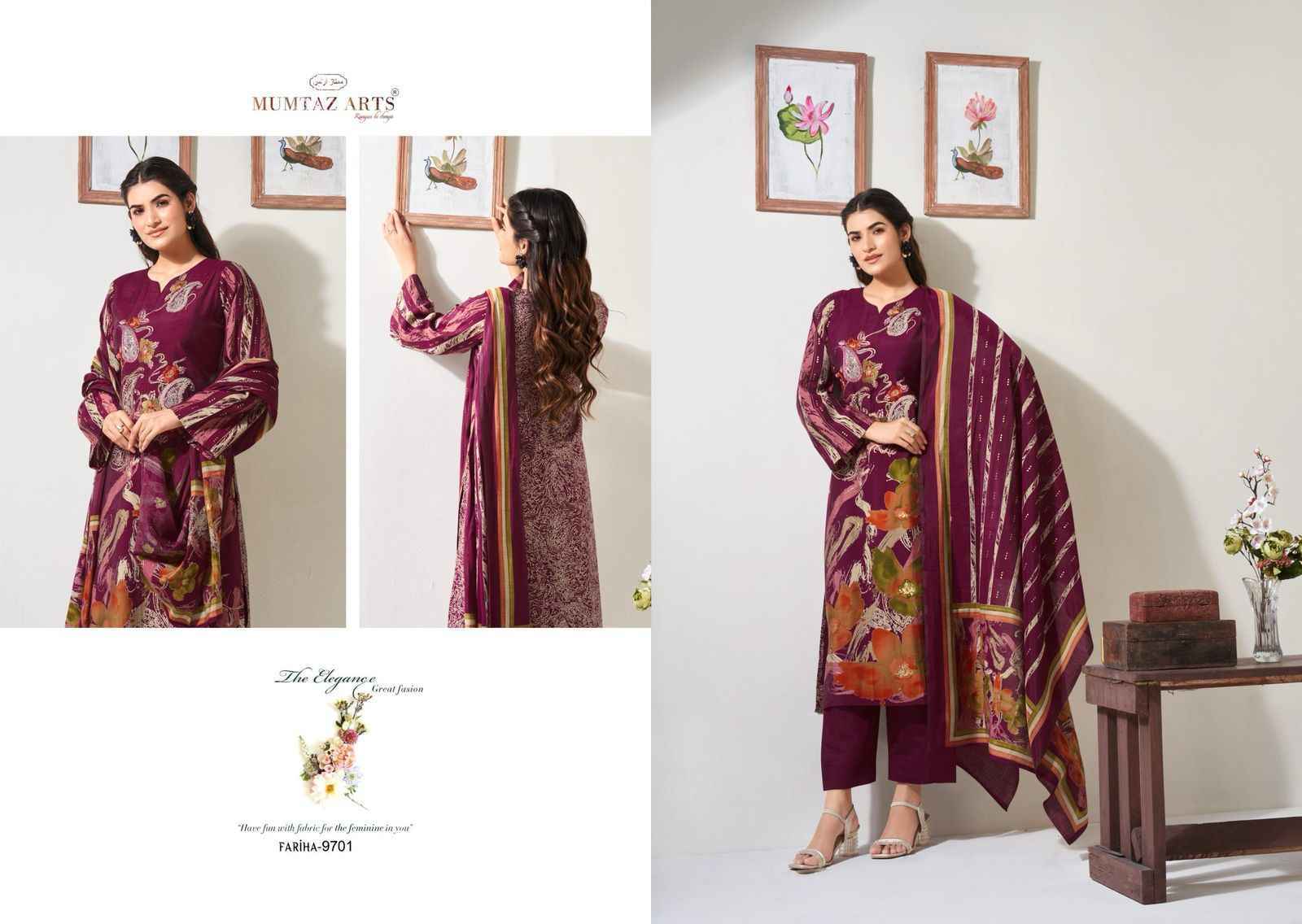 Mumtaz Arts Fariha Viscouse Musline Salwar Kameez Wholesale Price ( 4 Pcs Catalog )