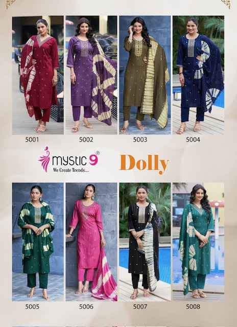 Mystic 9 Dolly Vol 5 Wholesale Rayon Readymade Suits ( 8 pcs Catalogue )