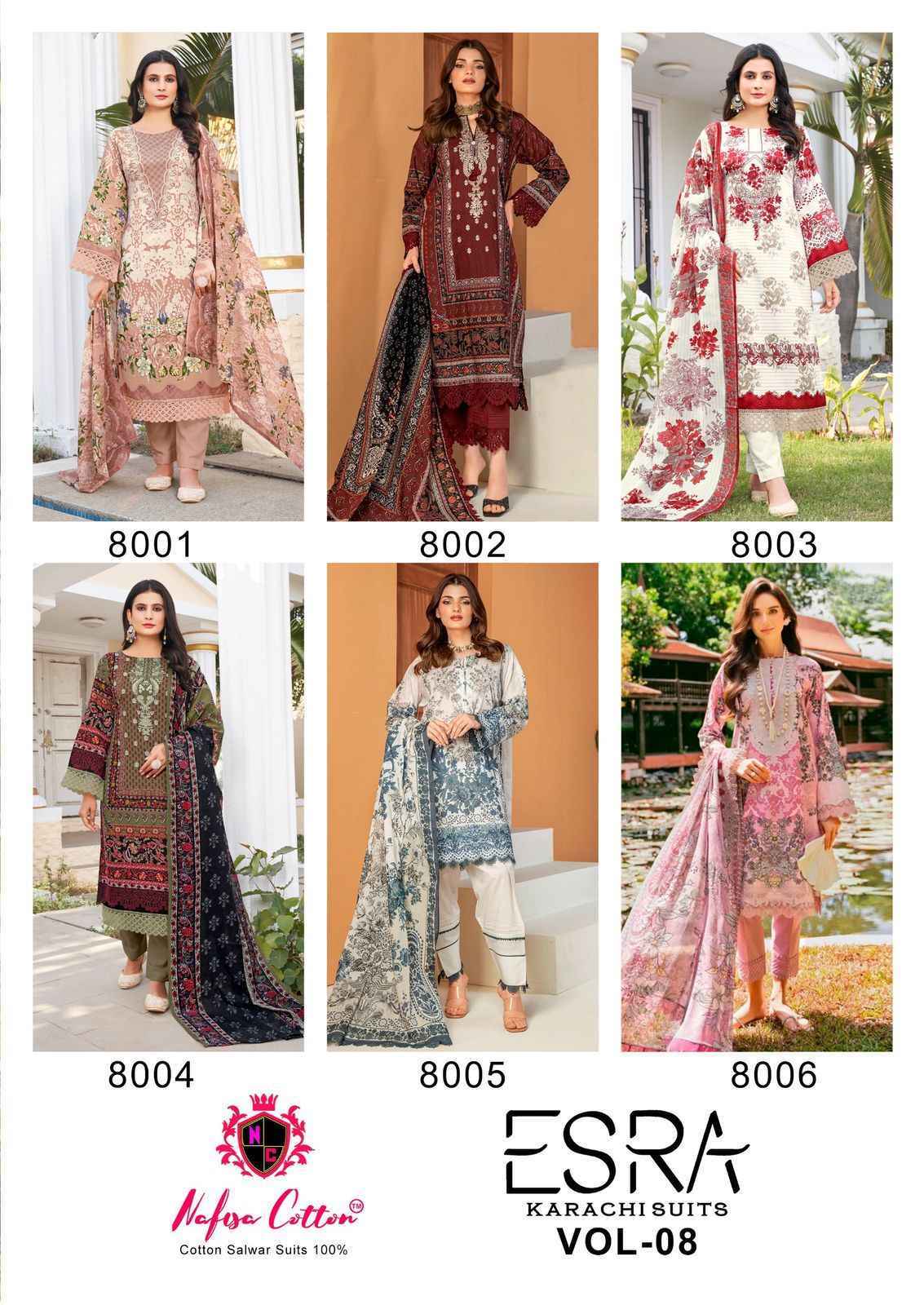 Nafisa Cotton Esra Karachi Vol 8 Cotton Salwar Kameez Wholesale Price ( 6 Pcs Catalog )