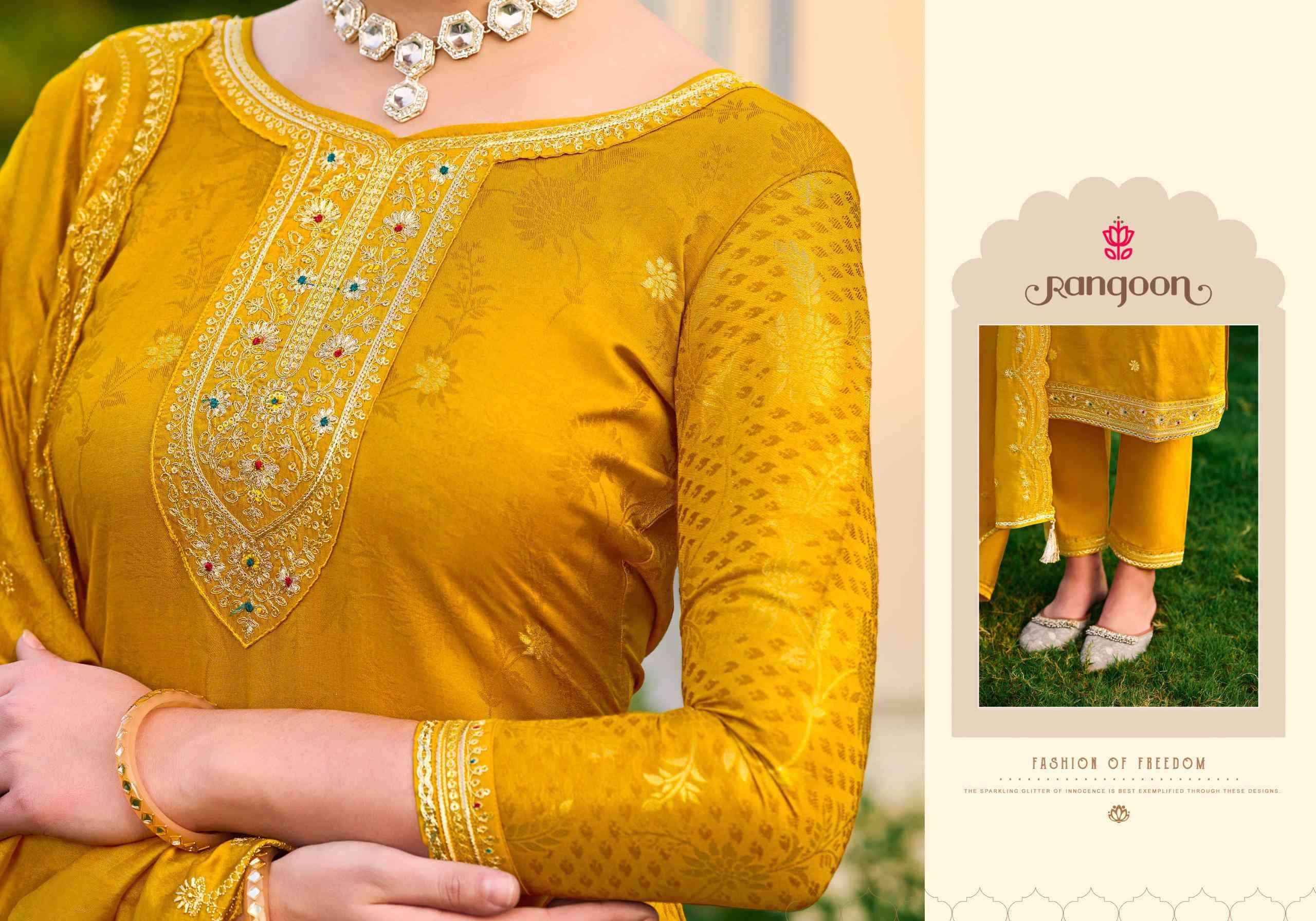Rangoon Awaari wholesale Muslin Jacquard Designer Readymade Suits ( 4 Pcs Catalogue )
