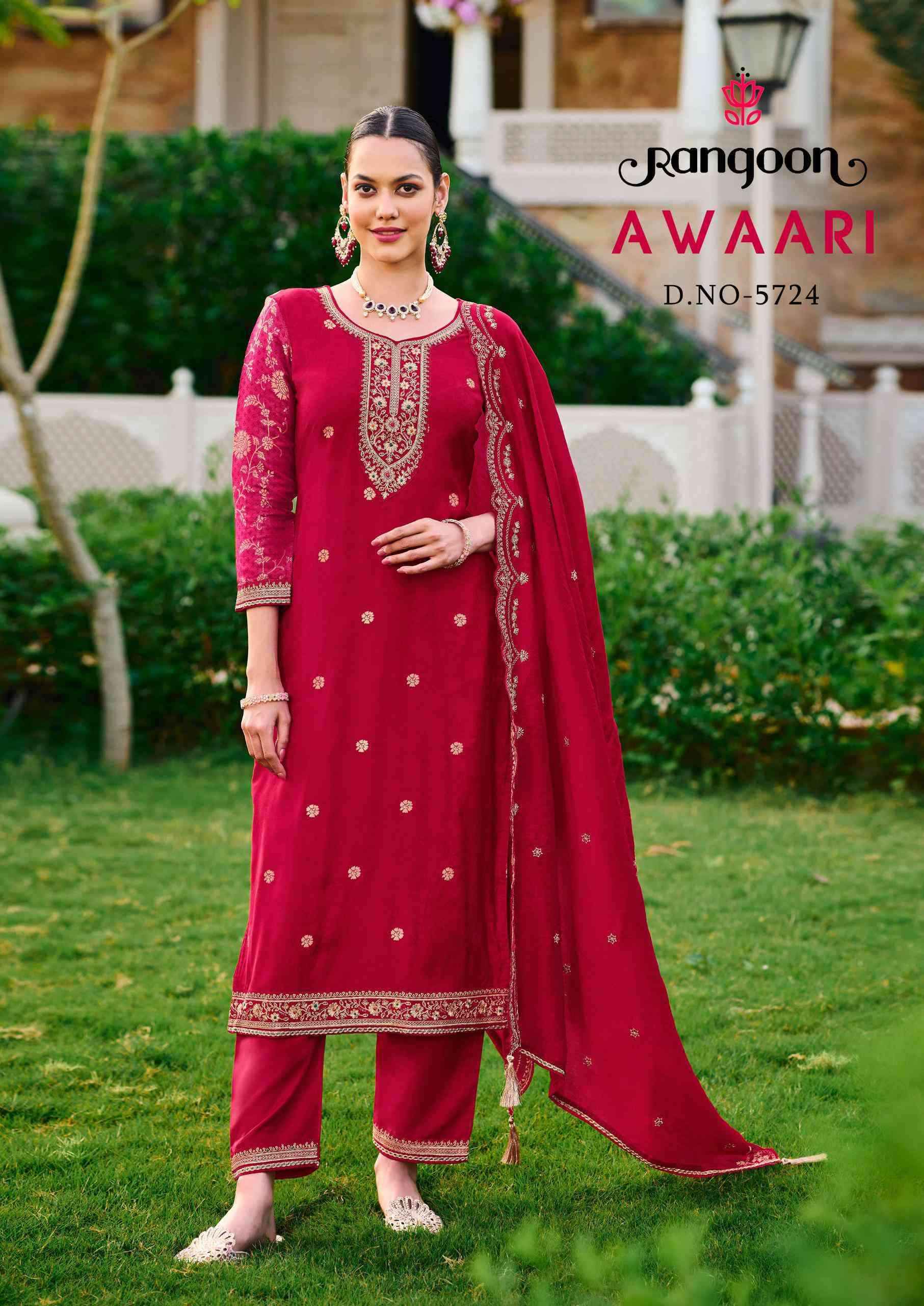 Rangoon Awaari wholesale Muslin Jacquard Designer Readymade Suits ( 4 Pcs Catalogue )