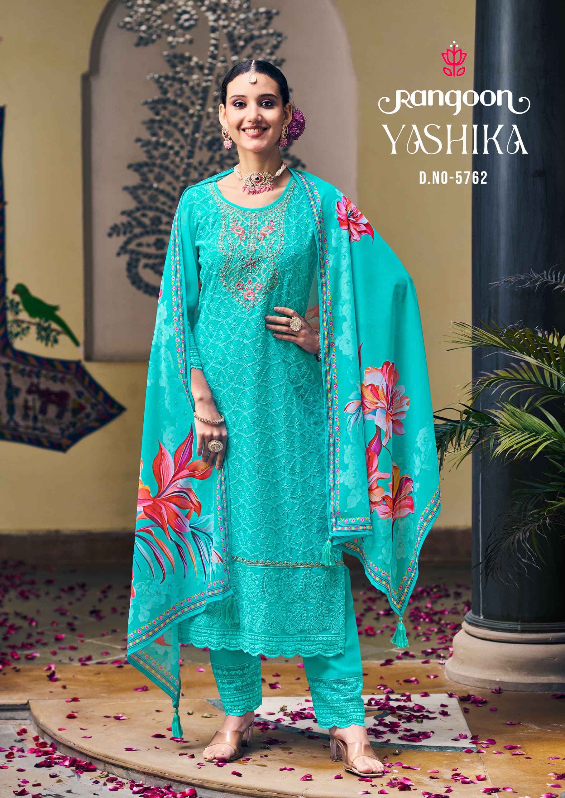 Rangoon Yashika Schiffli Georgette Ready Made Suits ( 4 Pcs Catalogue )
