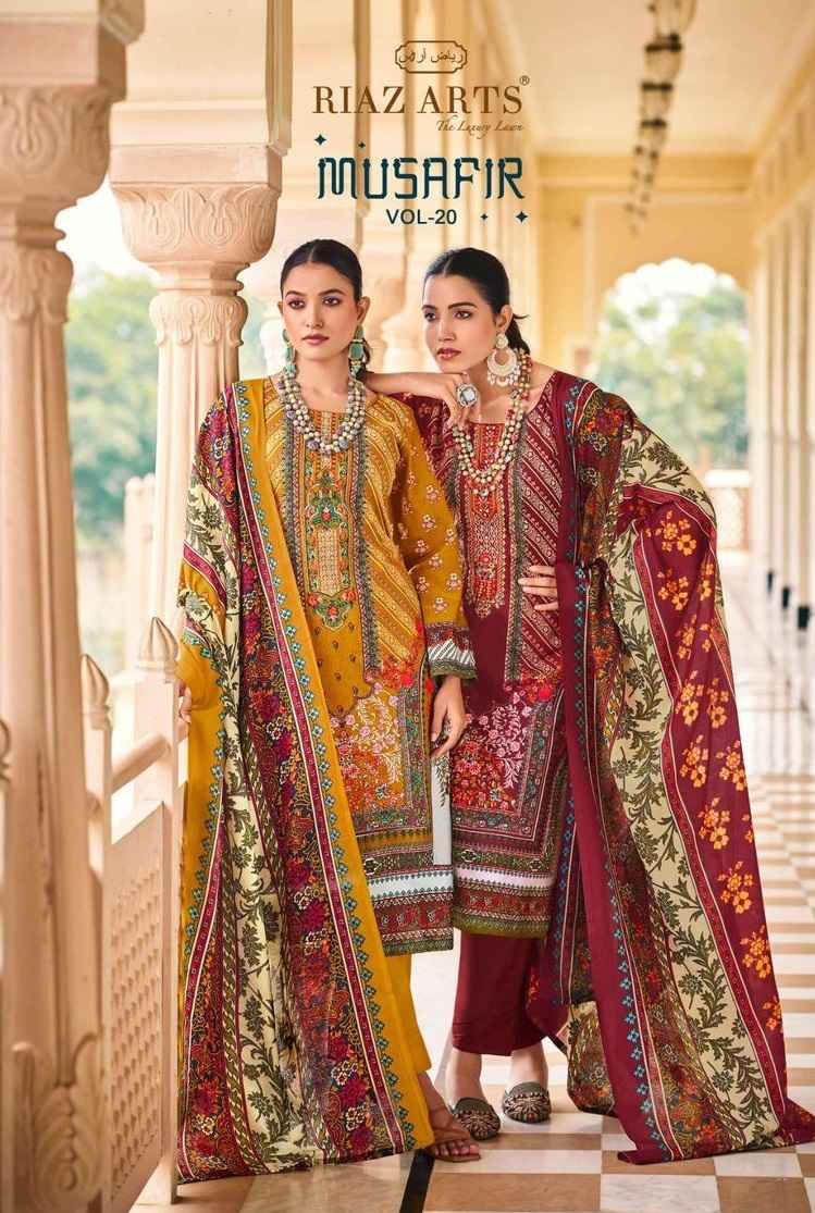 Riaz Arts Musafir Vol 20 Wholesale Pure Karachi Lawn Salwar Kameez ( 8 Pcs Catalogue )