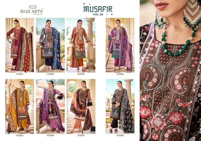 Riaz Arts Musafir Vol 20 Wholesale Pure Karachi Lawn Salwar Kameez ( 8 Pcs Catalogue )