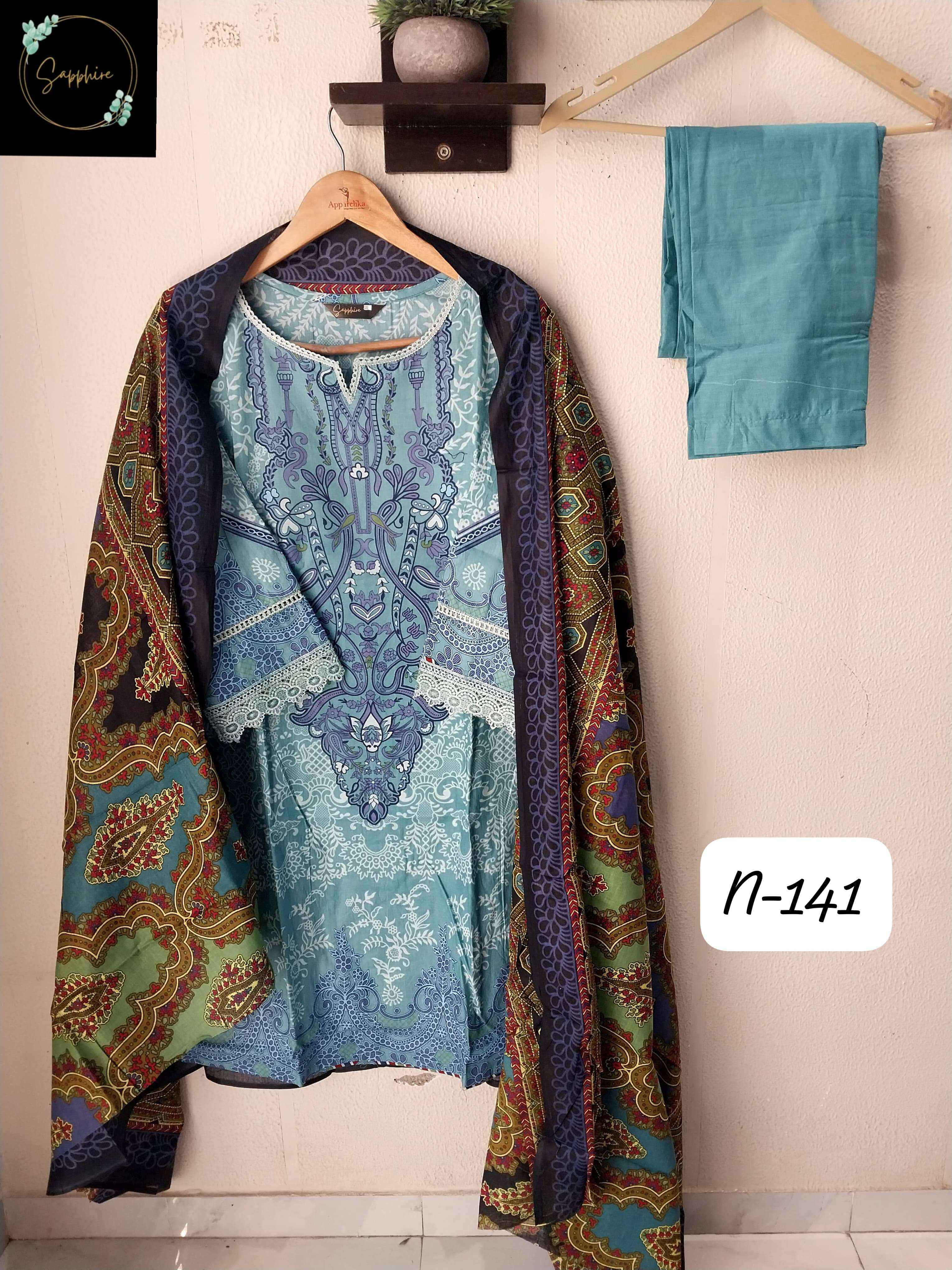 SAPPHIRE AGHA NOORAIN N 141 LAWN COTTON READY MADE SUITS ( 6 PCS CATALOGUE )