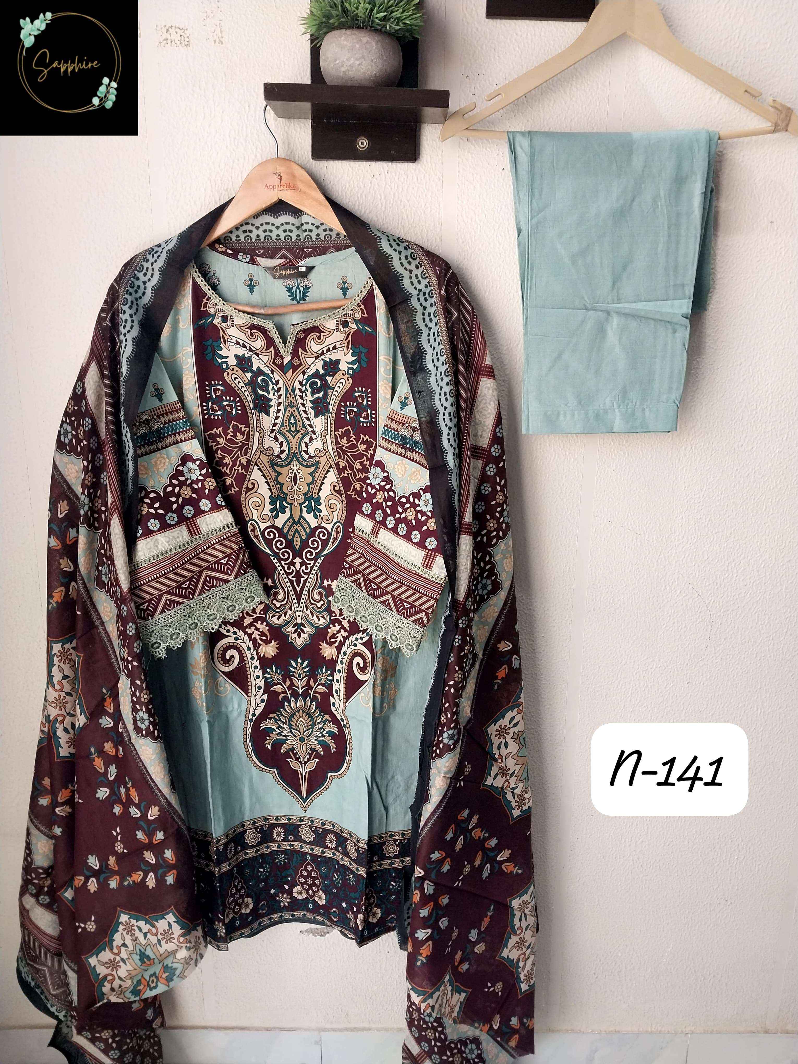 SAPPHIRE AGHA NOORAIN N 141 LAWN COTTON READY MADE SUITS ( 6 PCS CATALOGUE )