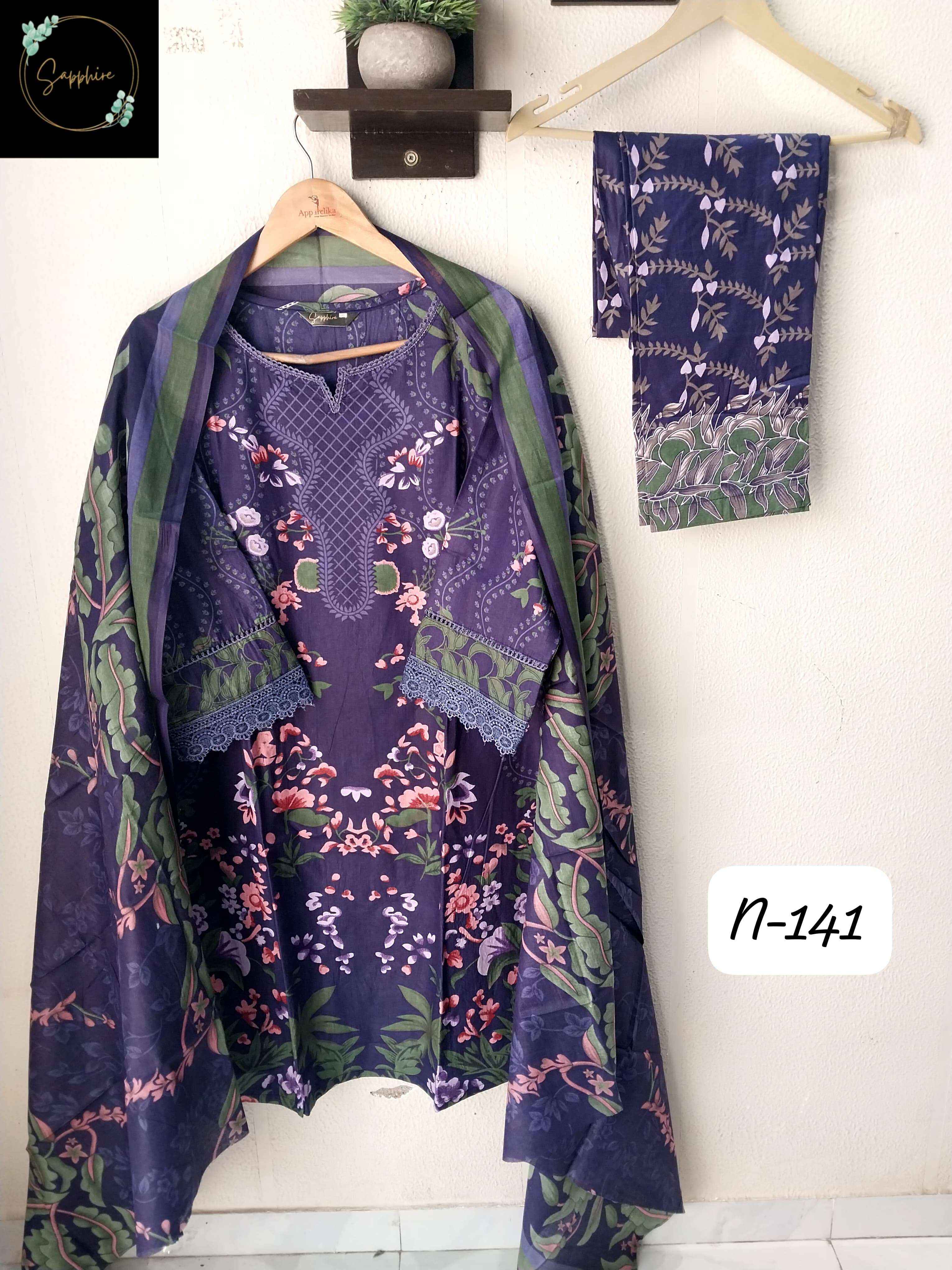 SAPPHIRE AGHA NOORAIN N 141 LAWN COTTON READY MADE SUITS ( 6 PCS CATALOGUE )