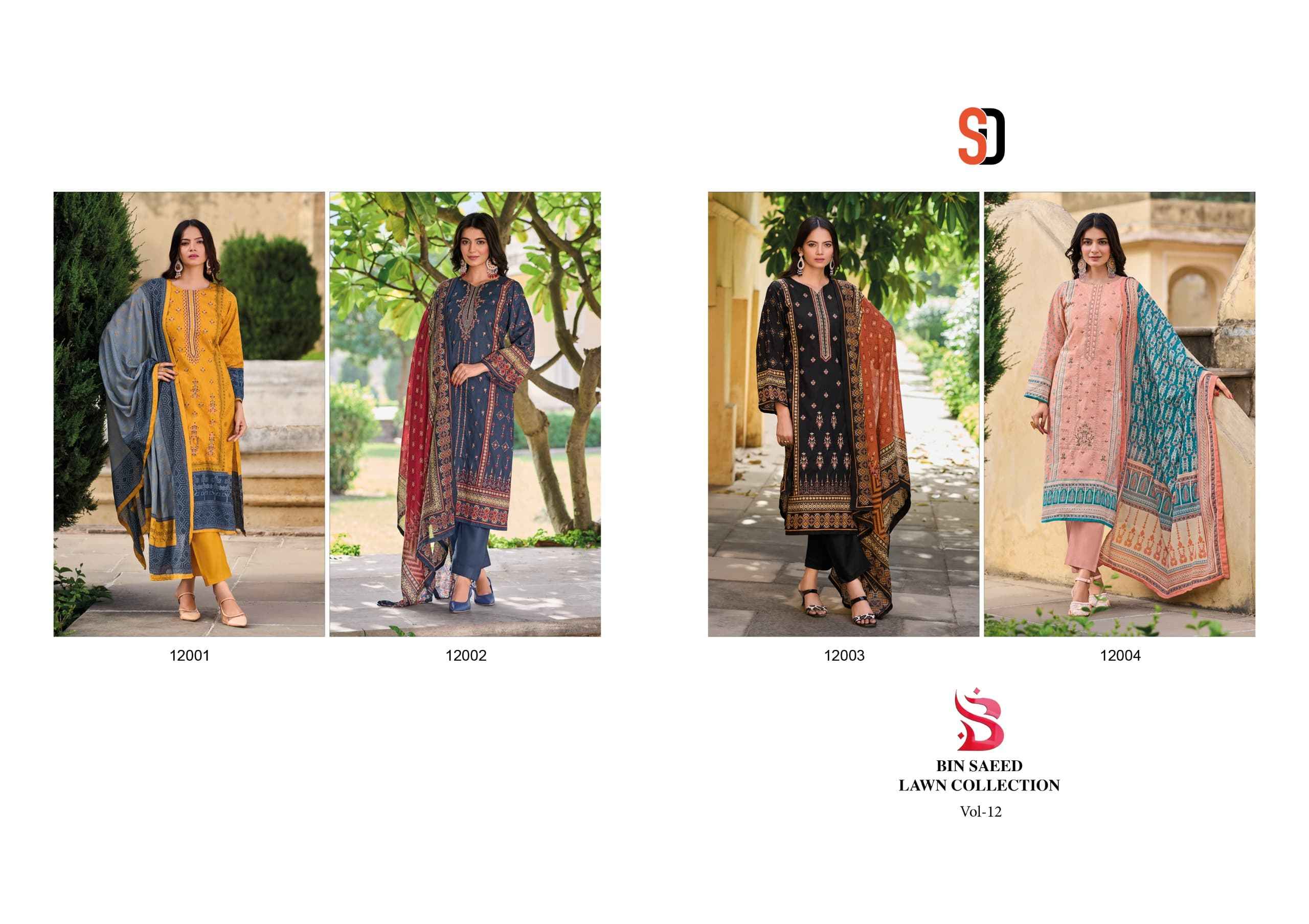 Shraddha Bin Saeed Lawn Collection Vol 12 Pakistani Salwar Suit Wholesale Price ( 4 Pcs Catalog )