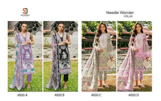 Shraddha Designer Needle Wonder Vol 4 Cotton Salwar Kameez Wholesale Price ( 6 Pcs Catalog )