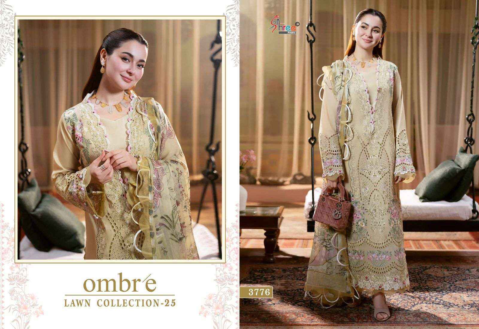 Shree Fabs Ombre Lawn Collection 25 pakistani Suits ( 6 pcs Catalogue )