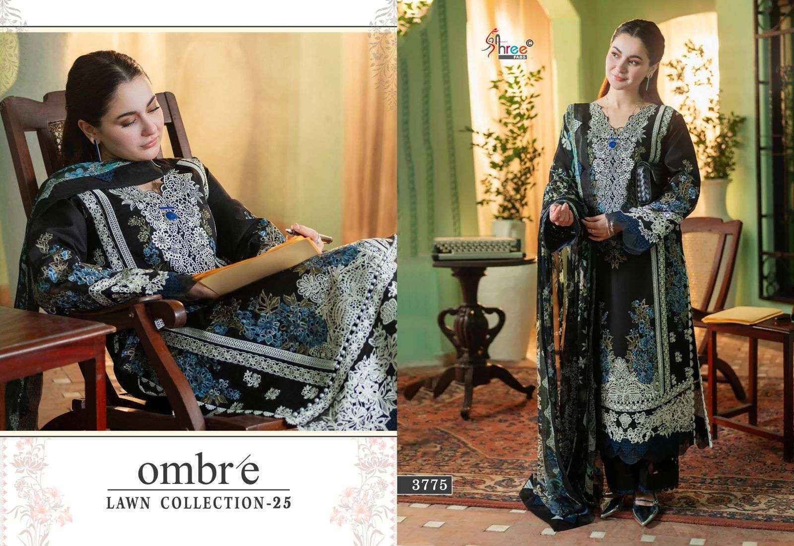 Shree Fabs Ombre Lawn Collection 25 pakistani Suits ( 6 pcs Catalogue )