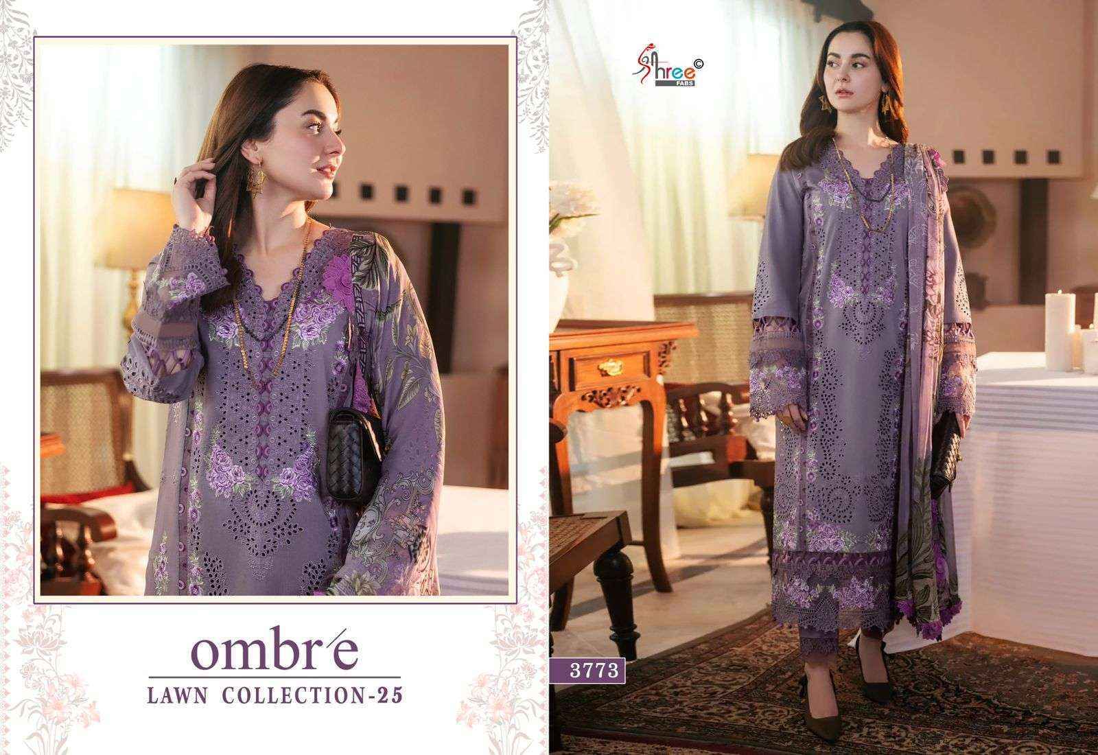 Shree Fabs Ombre Lawn Collection 25 pakistani Suits ( 6 pcs Catalogue )