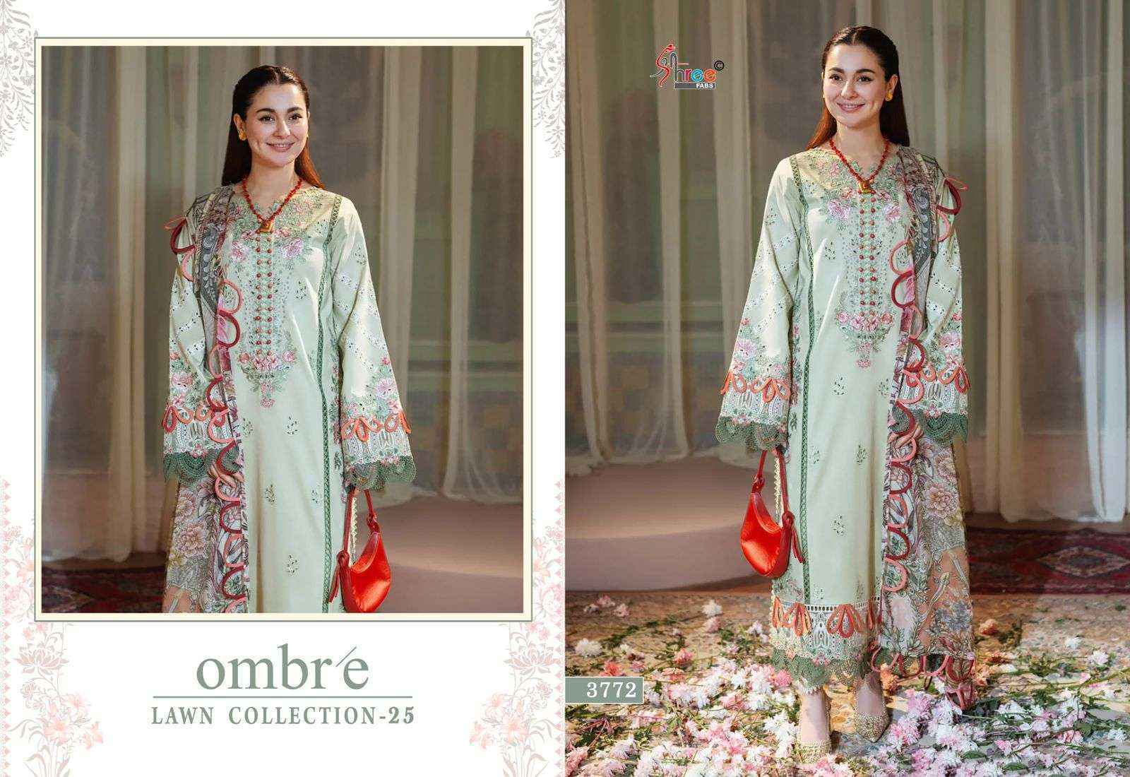 Shree Fabs Ombre Lawn Collection 25 pakistani Suits ( 6 pcs Catalogue )