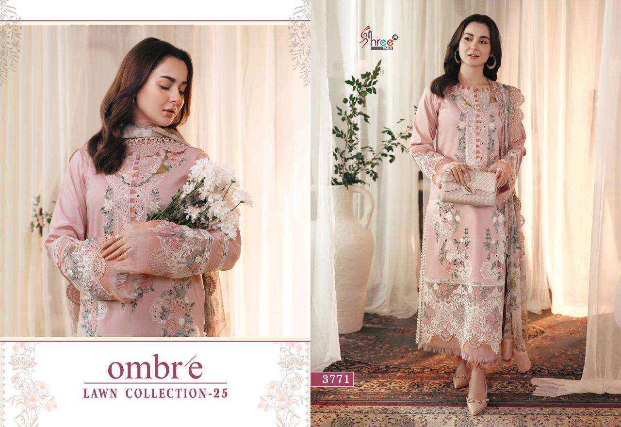 Shree Fabs Ombre Lawn Collection 25 pakistani Suits ( 6 pcs Catalogue )