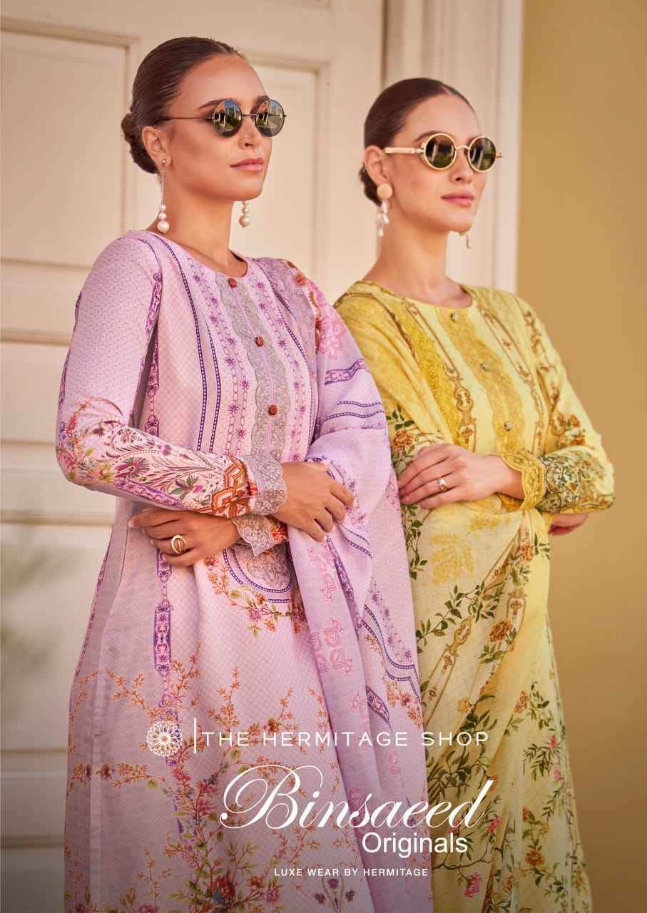 The Hermitage Shop Binsaeed Originals Jam Satin Salwar Kameez Wholesale Price ( 8 Pcs Catalog )