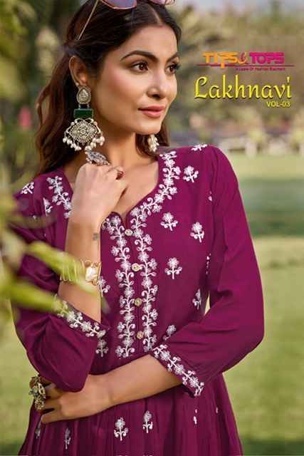 Tips & Tops Lakhnavi Vol 3 Rayon Gown Wholesale Price ( 6 Pcs Catalog )