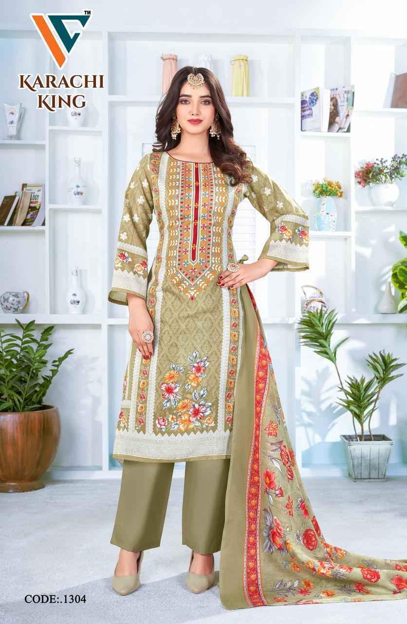 Vandana Creation Karachi‎ King‎‎‎ Vol 13 Wholesale Cotton Dress Material ( 8 pcs Catalogue )