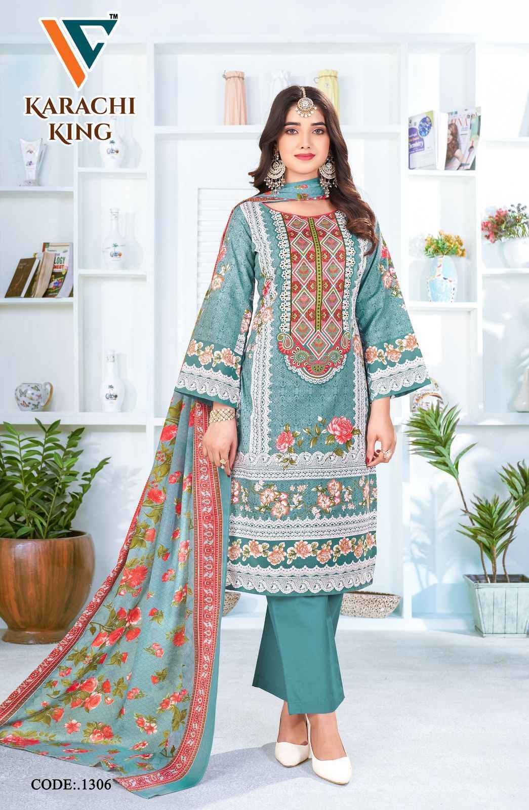 Vandana Creation Karachi‎ King‎‎‎ Vol 13 Wholesale Cotton Dress Material ( 8 pcs Catalogue )