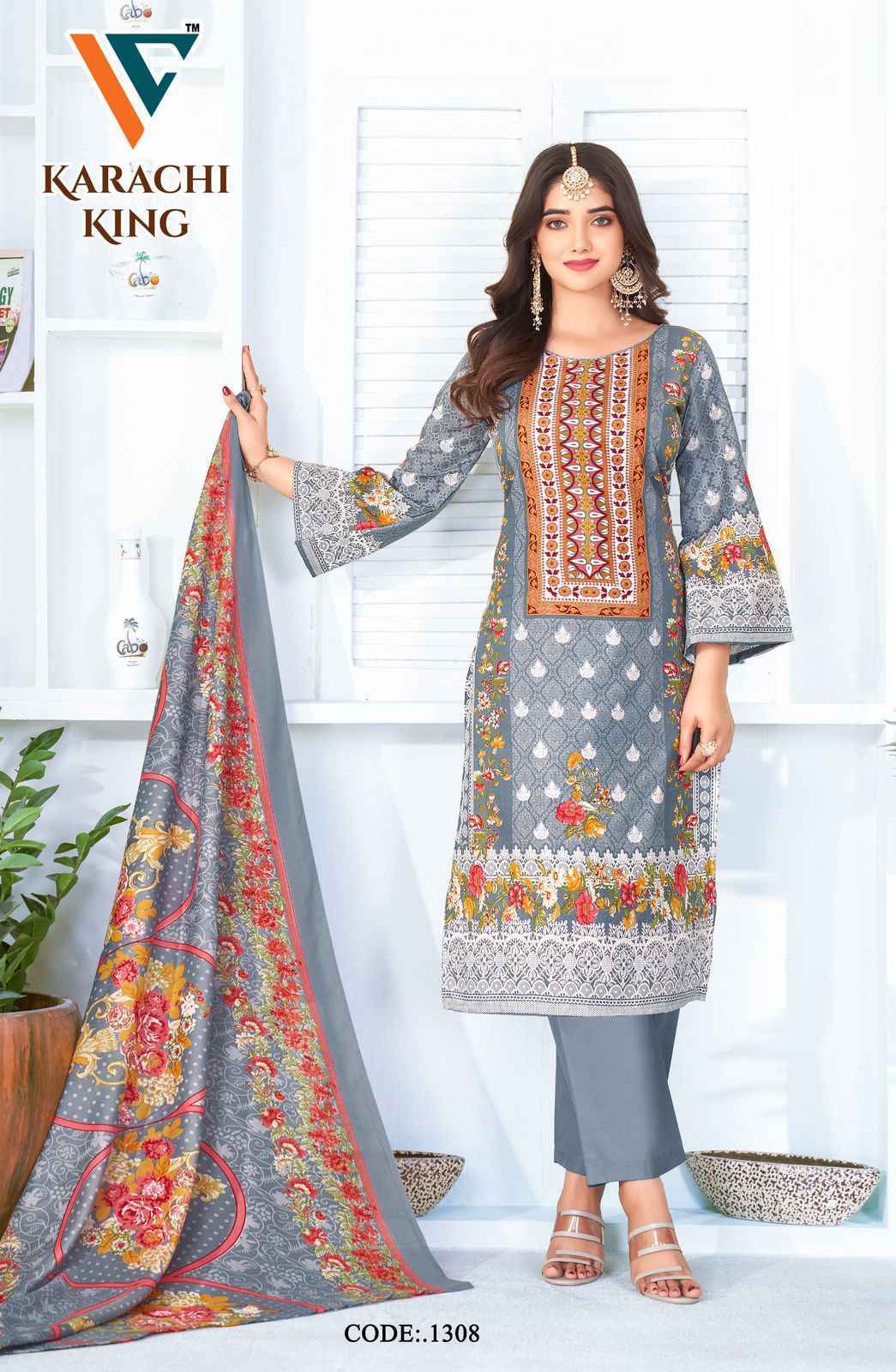 Vandana Creation Karachi‎ King‎‎‎ Vol 13 Wholesale Cotton Dress Material ( 8 pcs Catalogue )
