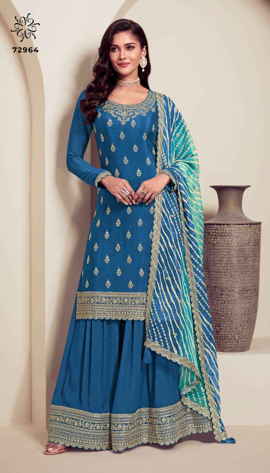 Vinay Fashion Kuleesh Rang Plus Partywear Sharara Style Suits ( 5 Pcs Catalogue )