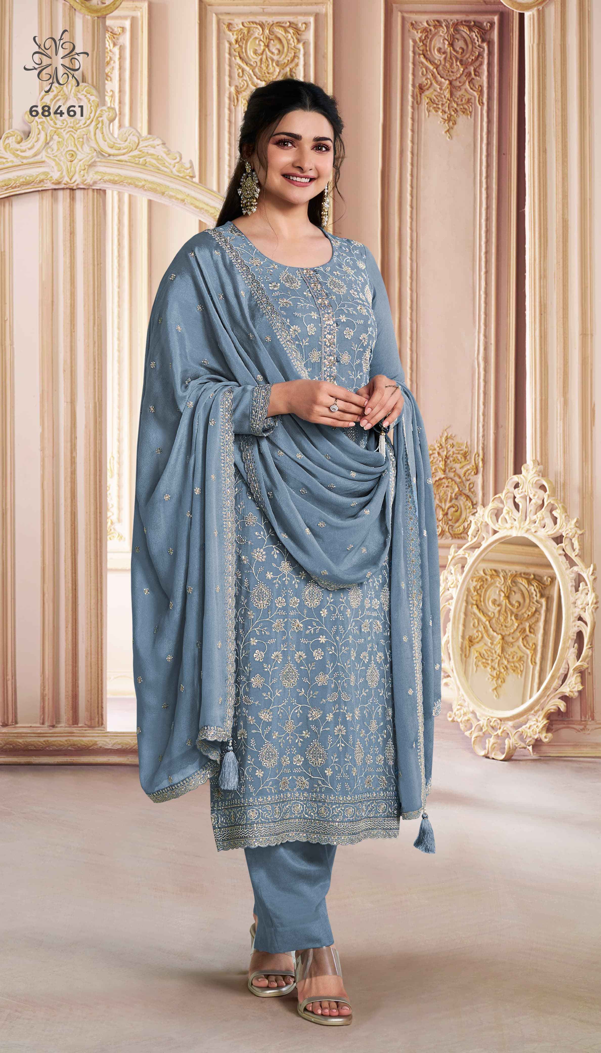 Vinay Fashion Kuleesh Saira Nx Wholesale Chinon Embroidered Salwar Kameez ( 5 Pcs Catalogue )