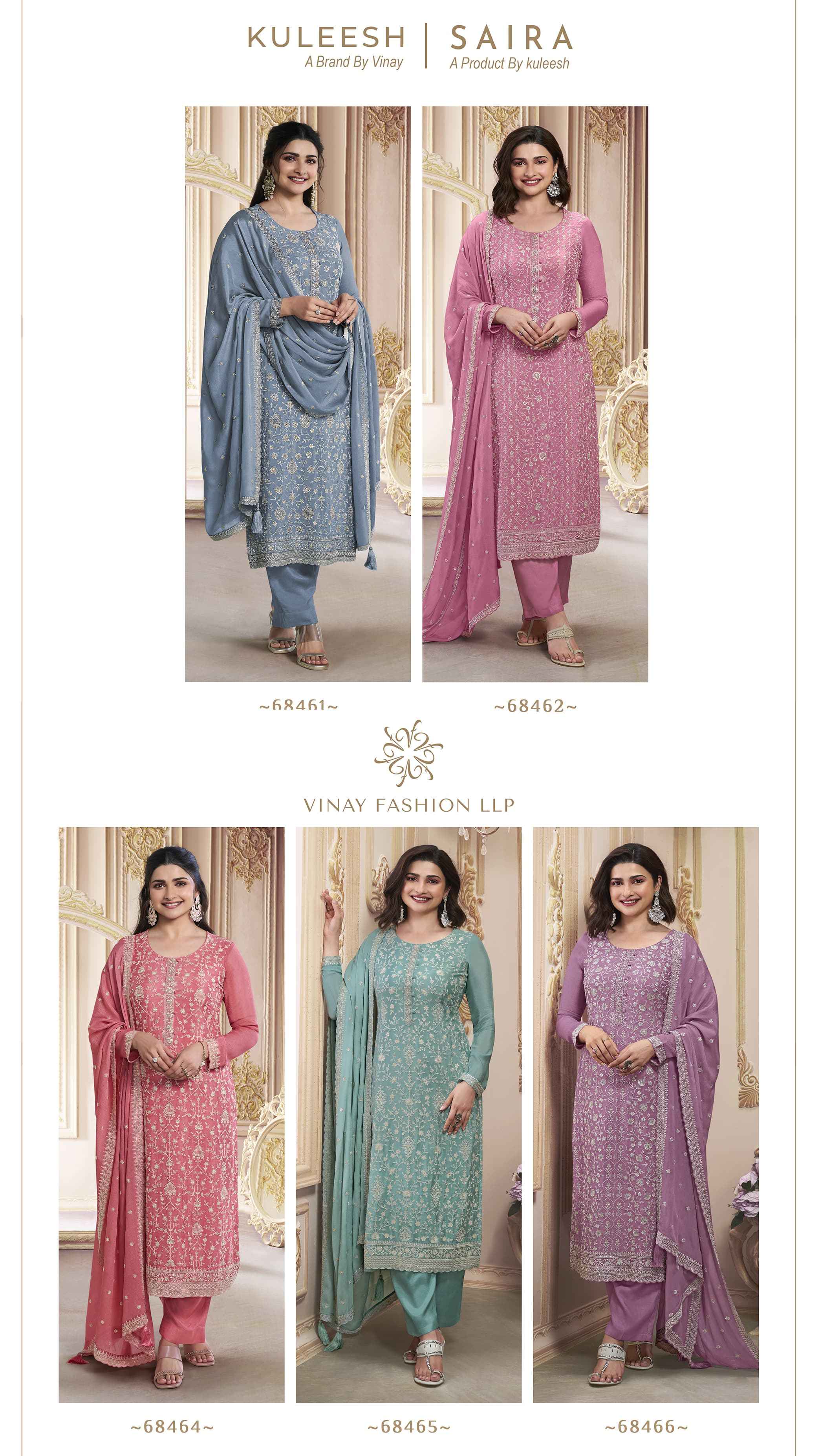 Vinay Fashion Kuleesh Saira Nx Wholesale Chinon Embroidered Salwar Kameez ( 5 Pcs Catalogue )