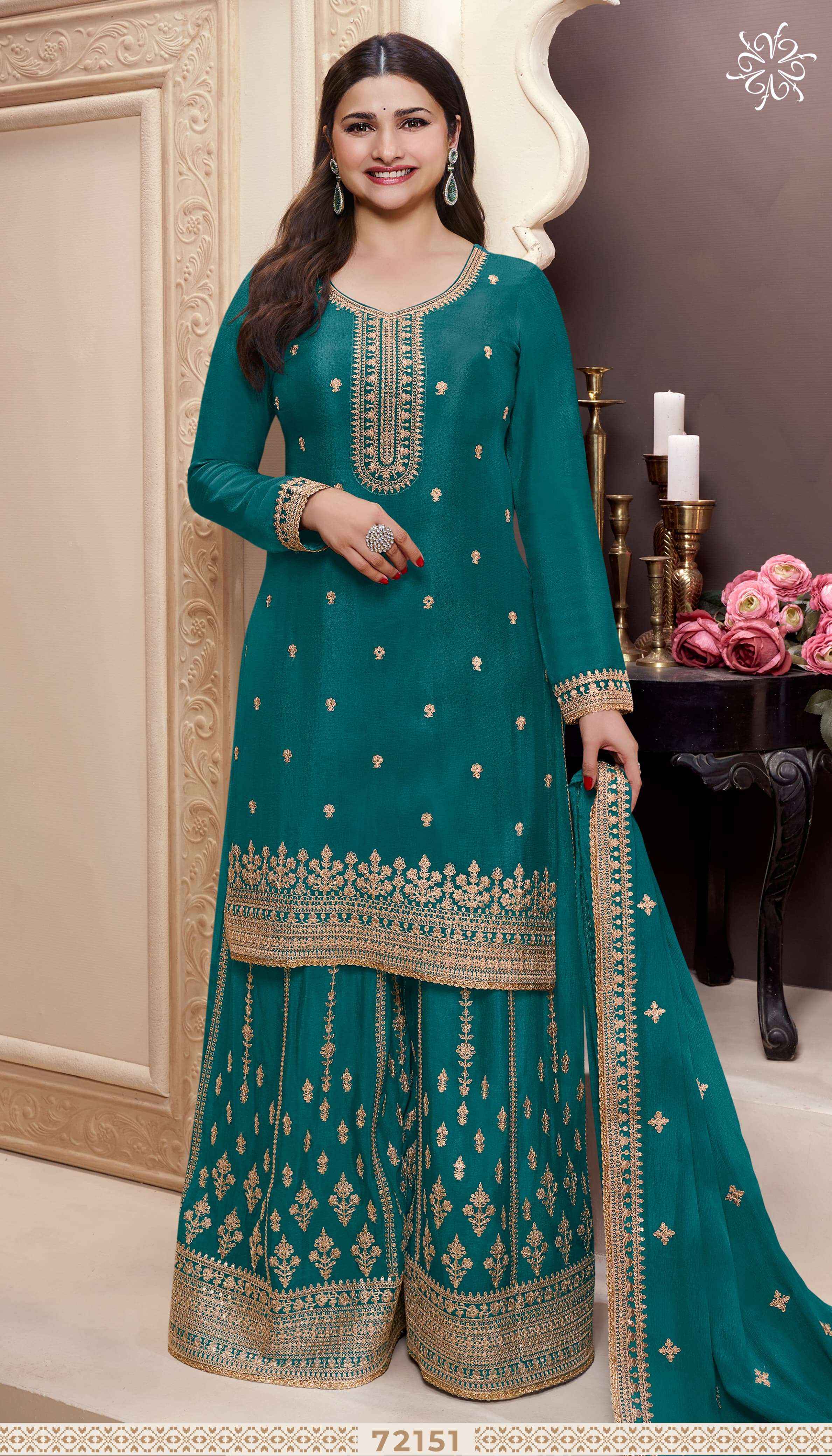 Vinay Kuleesh Shaniya Wholesale Chinon Dress Material ( 4 pcs Catalogue )