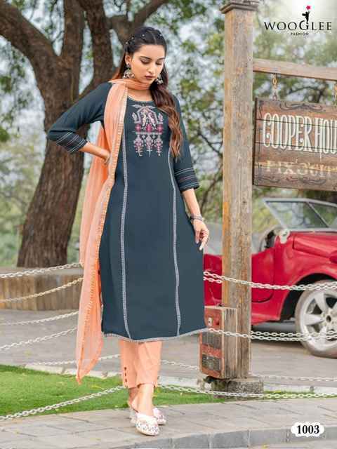 Wooglee Moksha Wholesale Readymade Suits - Surat Wholesale market ( 5 pcs Catalogue )