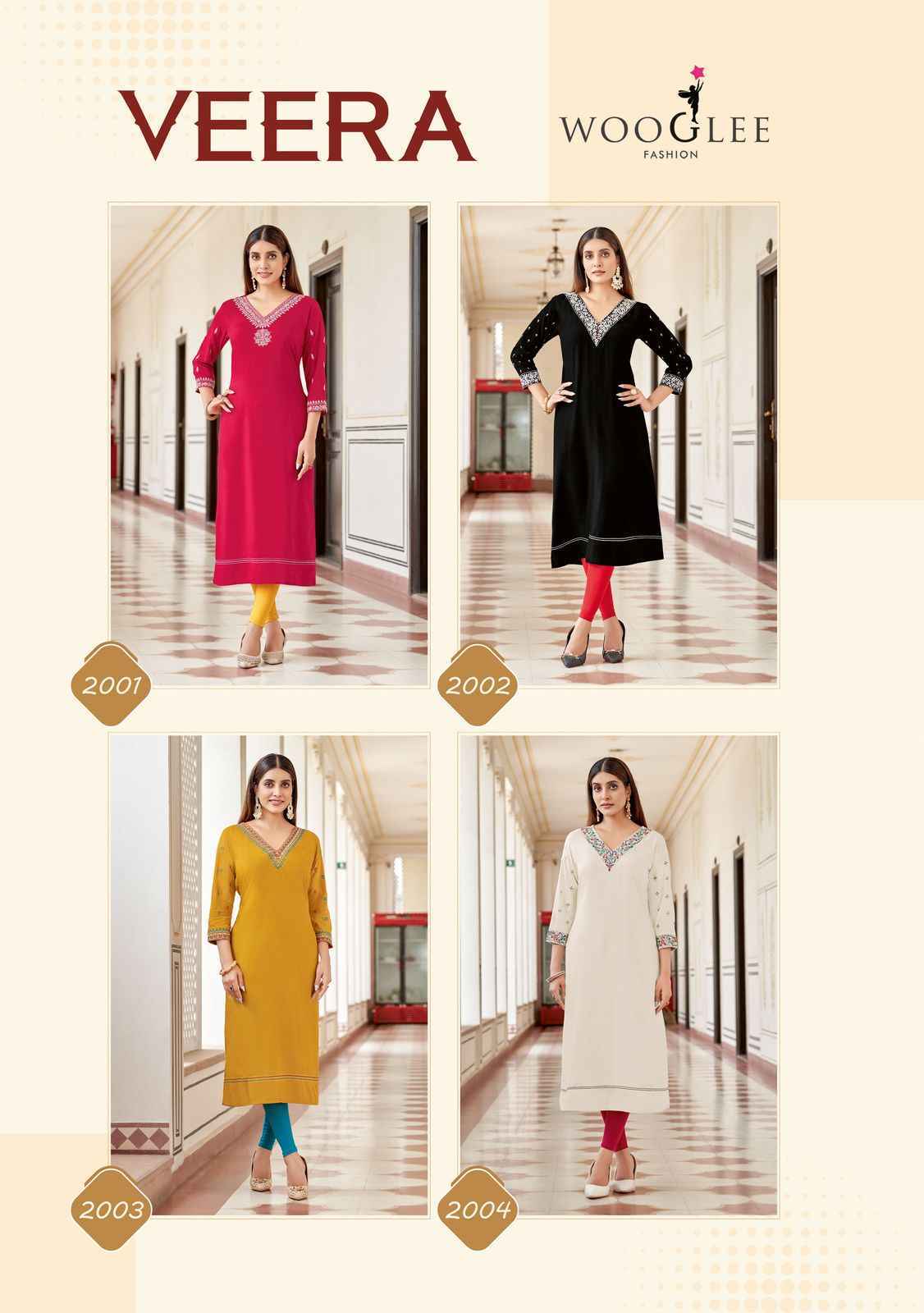 Wooglee Veera Rayon Readymade Suit Wholesale Price ( 4 Pcs Catalog )