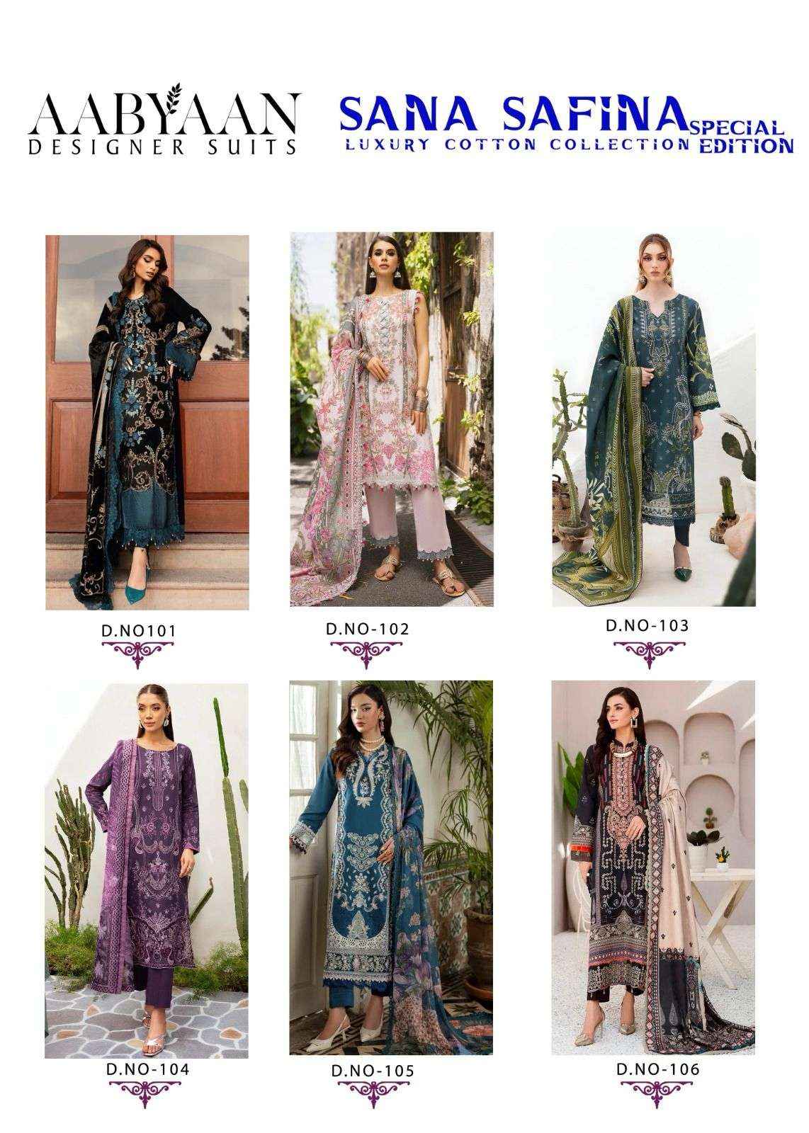 Aabyaan Sana Safina Special Edition Karachi Suits ( 6 Pcs Catalogue )