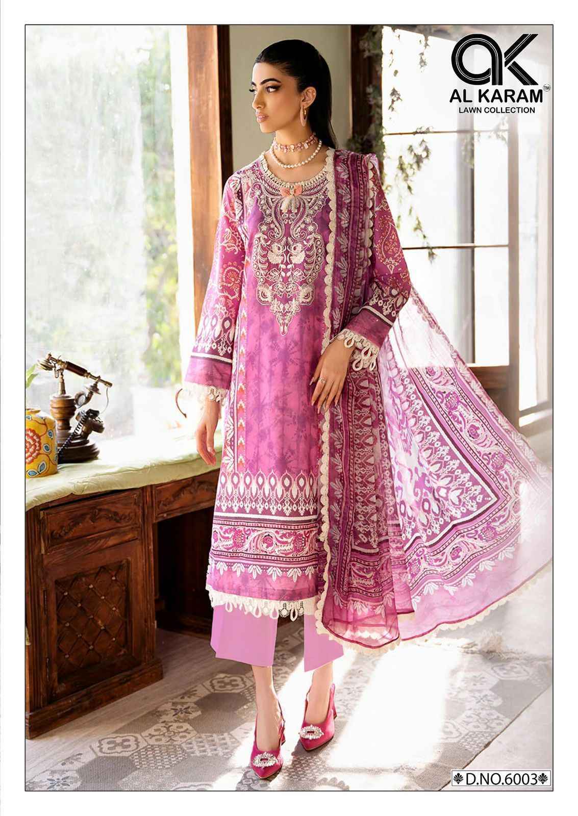 Al Karam Florence Vol-6 Cambric Cotton Dress Material Wholesale Price ( 6 pcs Catalogue )