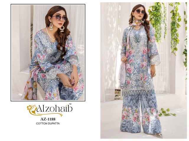 Al zohaib Sakina Coton Dress Material Wholesale Pakistani Suits ( 5 pcs Catalogue )