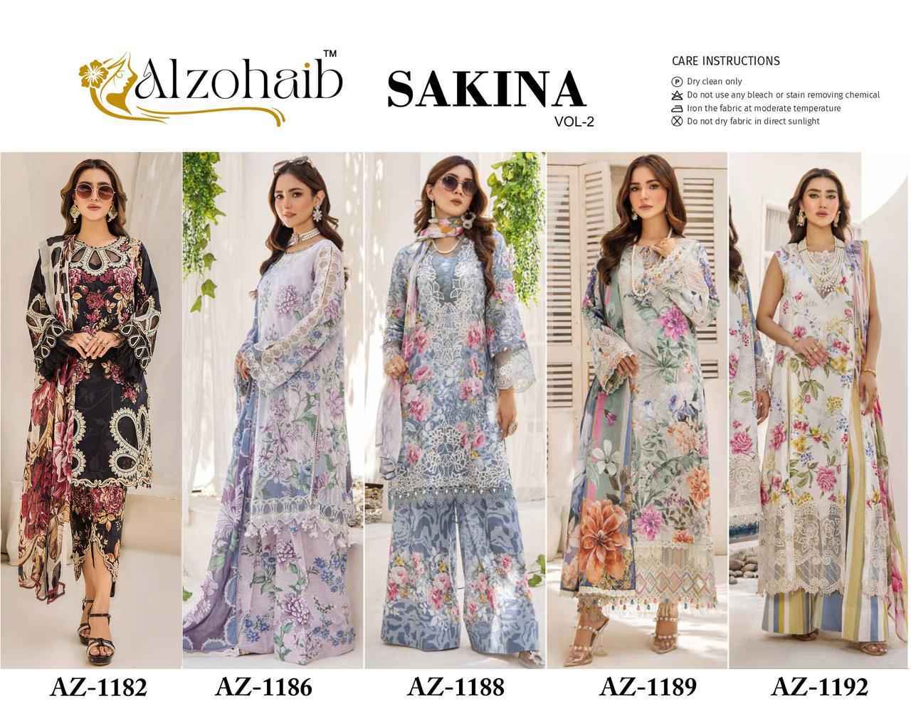 Al zohaib Sakina Coton Dress Material Wholesale Pakistani Suits ( 5 pcs Catalogue )